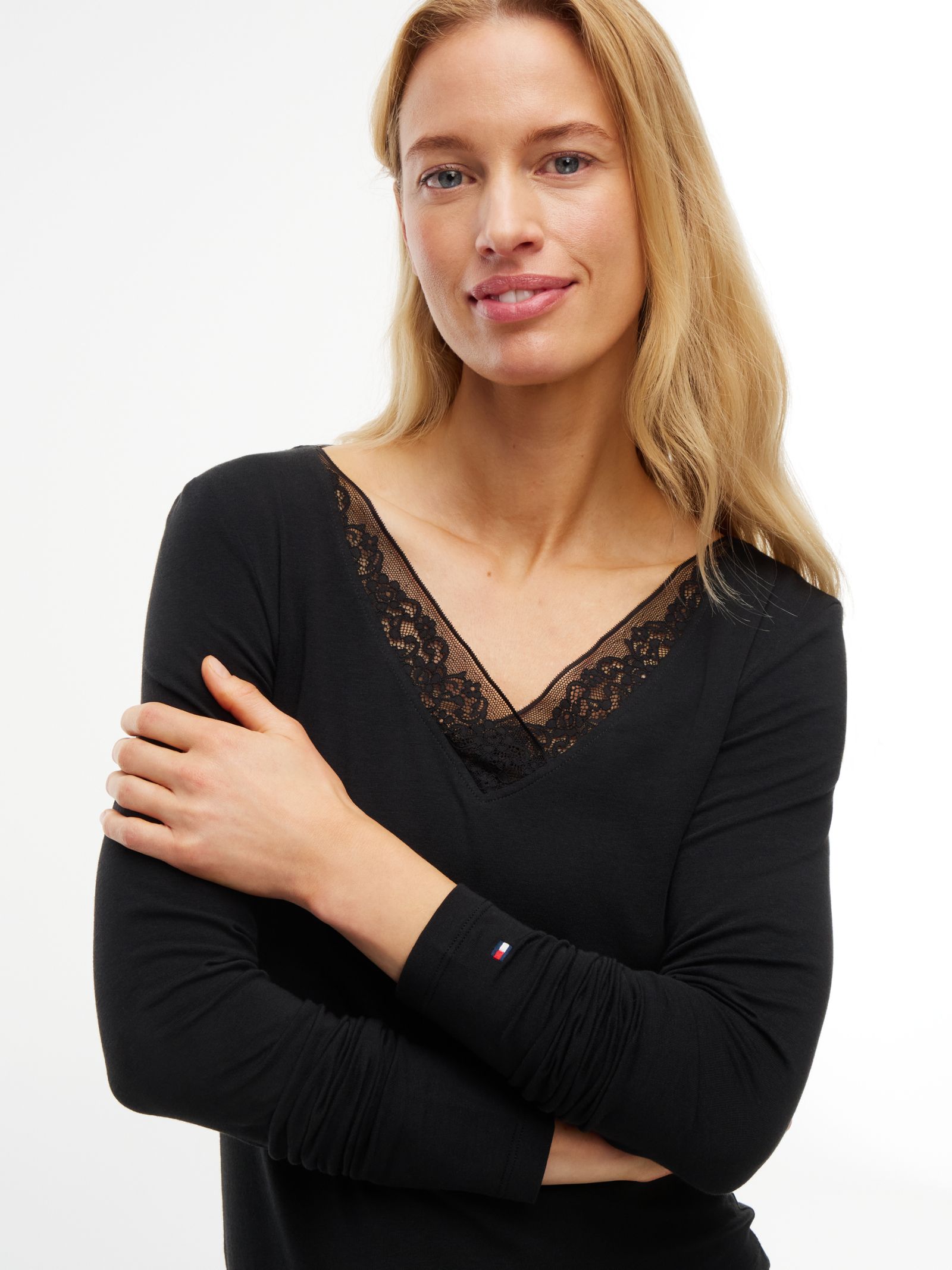 Tommy Hilfiger lounge top met kant en lange mouwen