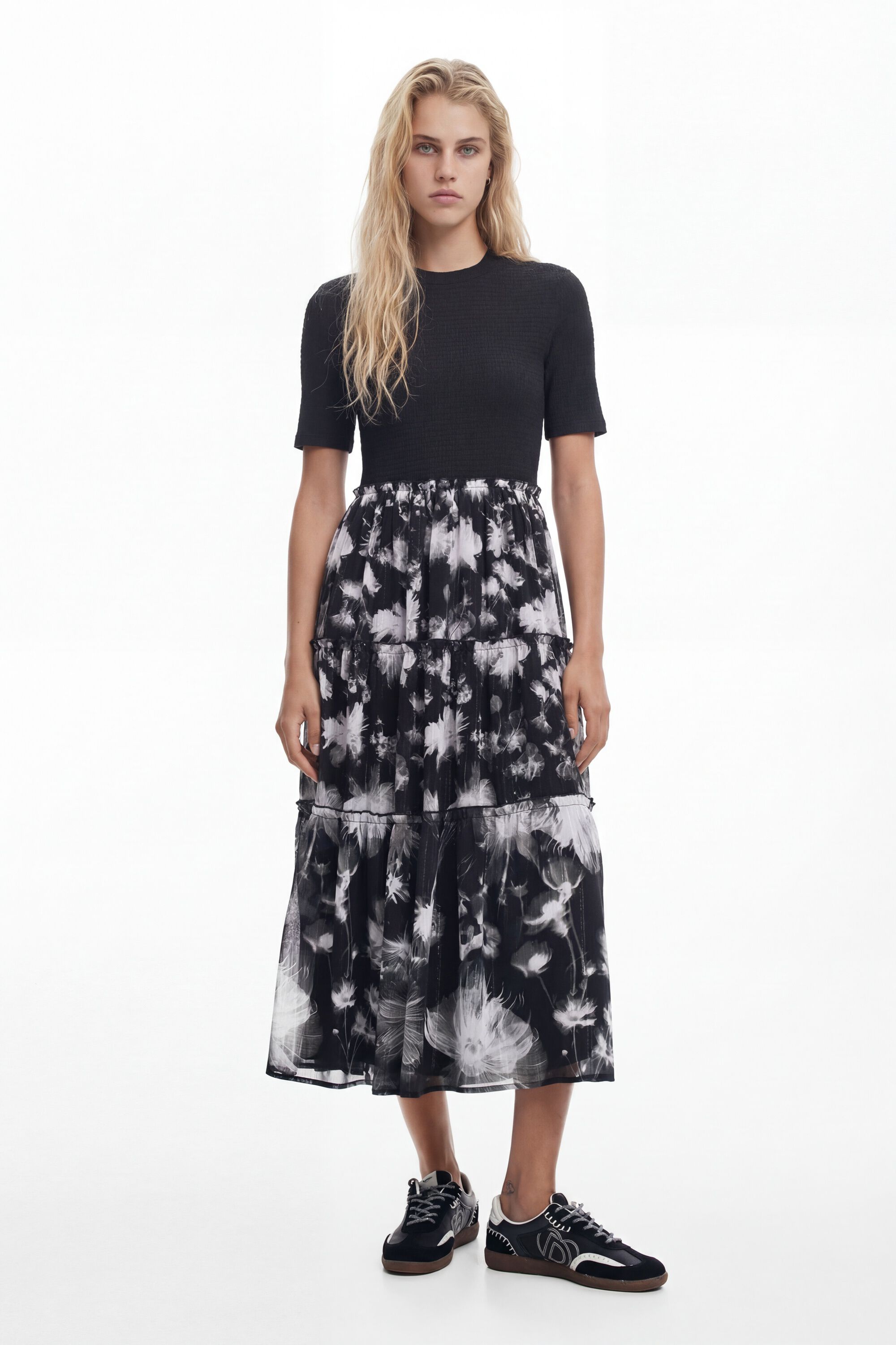 Desigual Gecombineerde midi-jurk in zwart