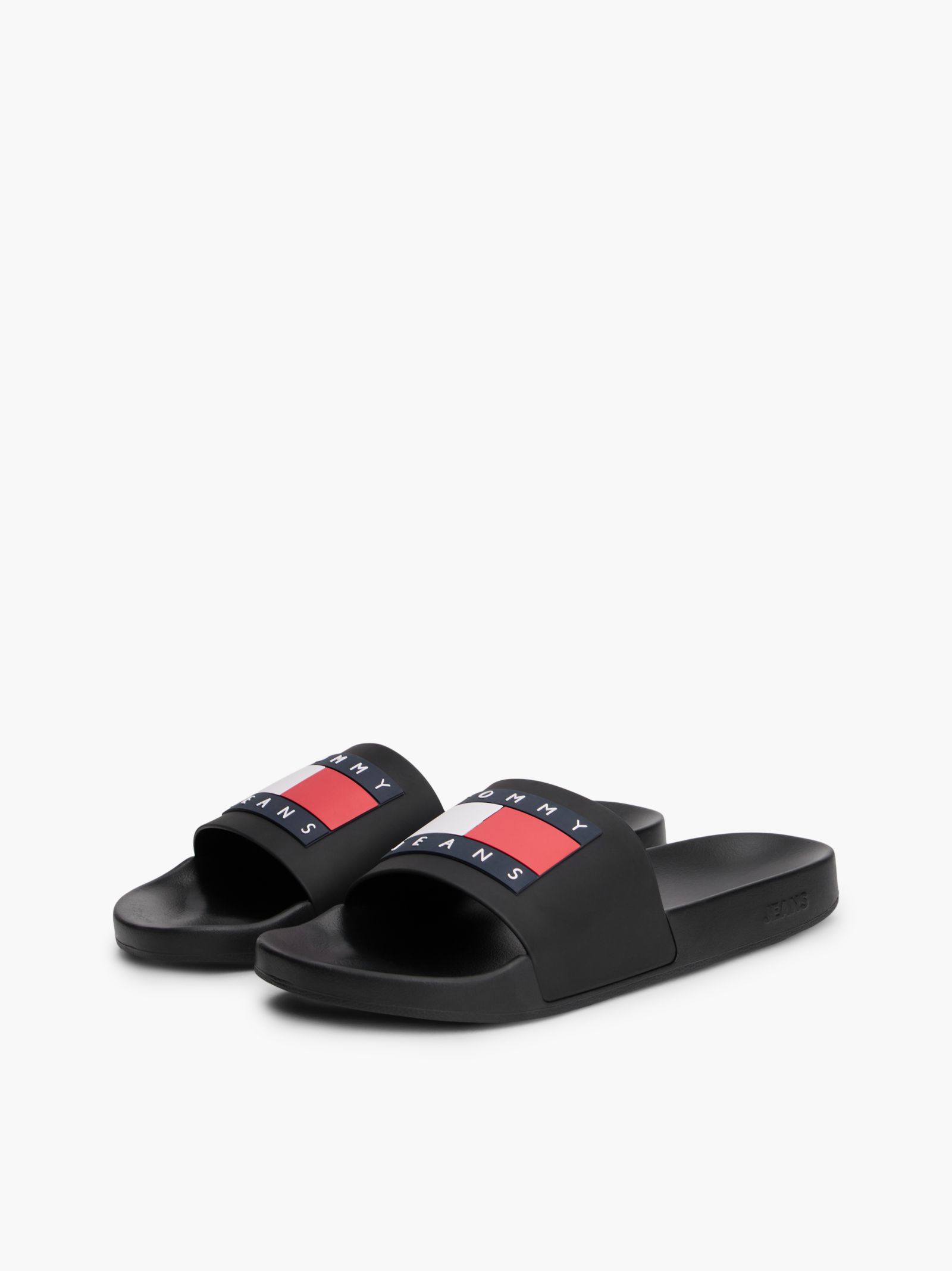Tommy Jeans Badslipper met voorgevormd voetbed en vlagbadge in zwart