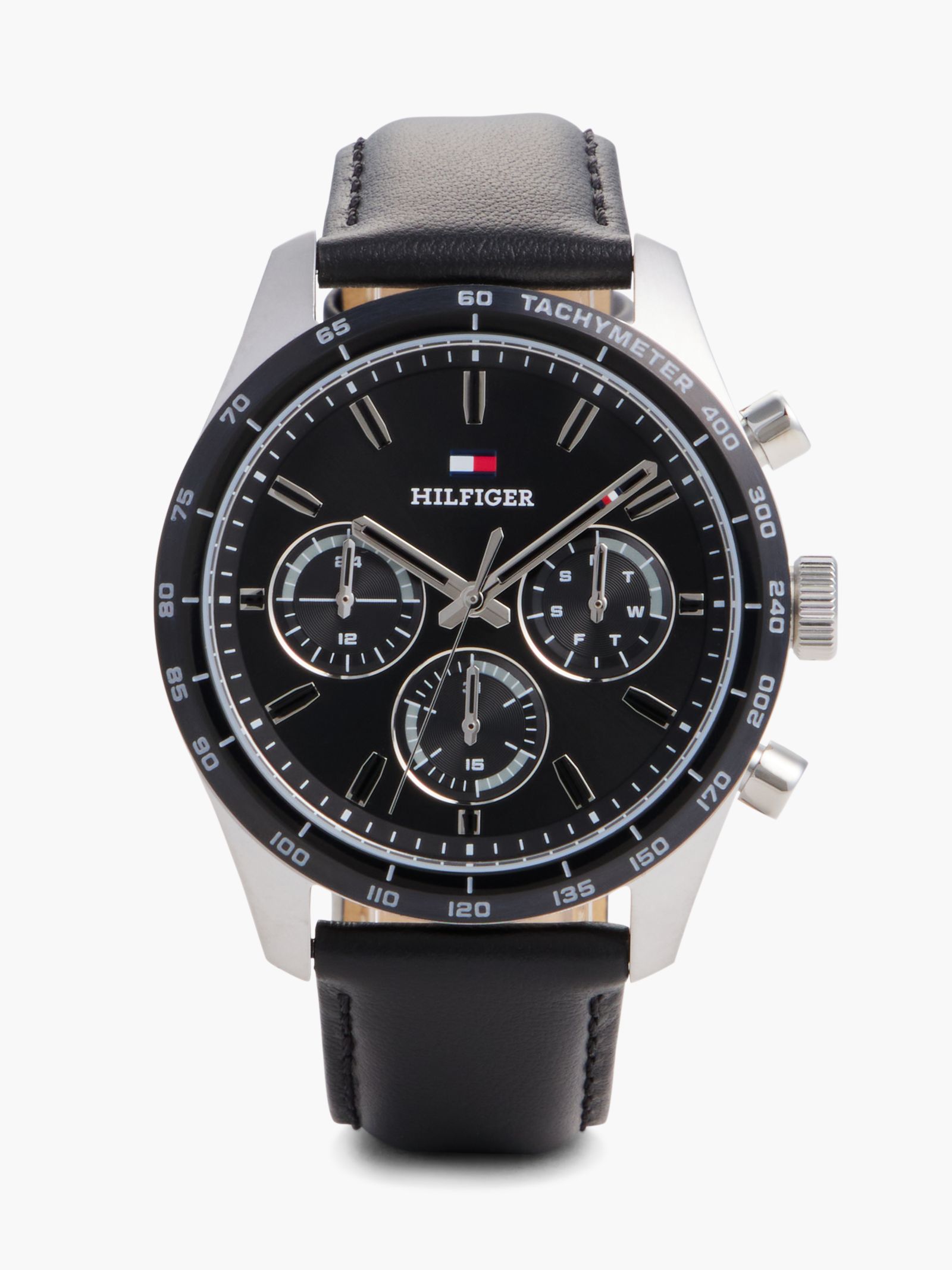 Tommy Hilfiger Chronograafhorloge met zwarte leren band in zwart