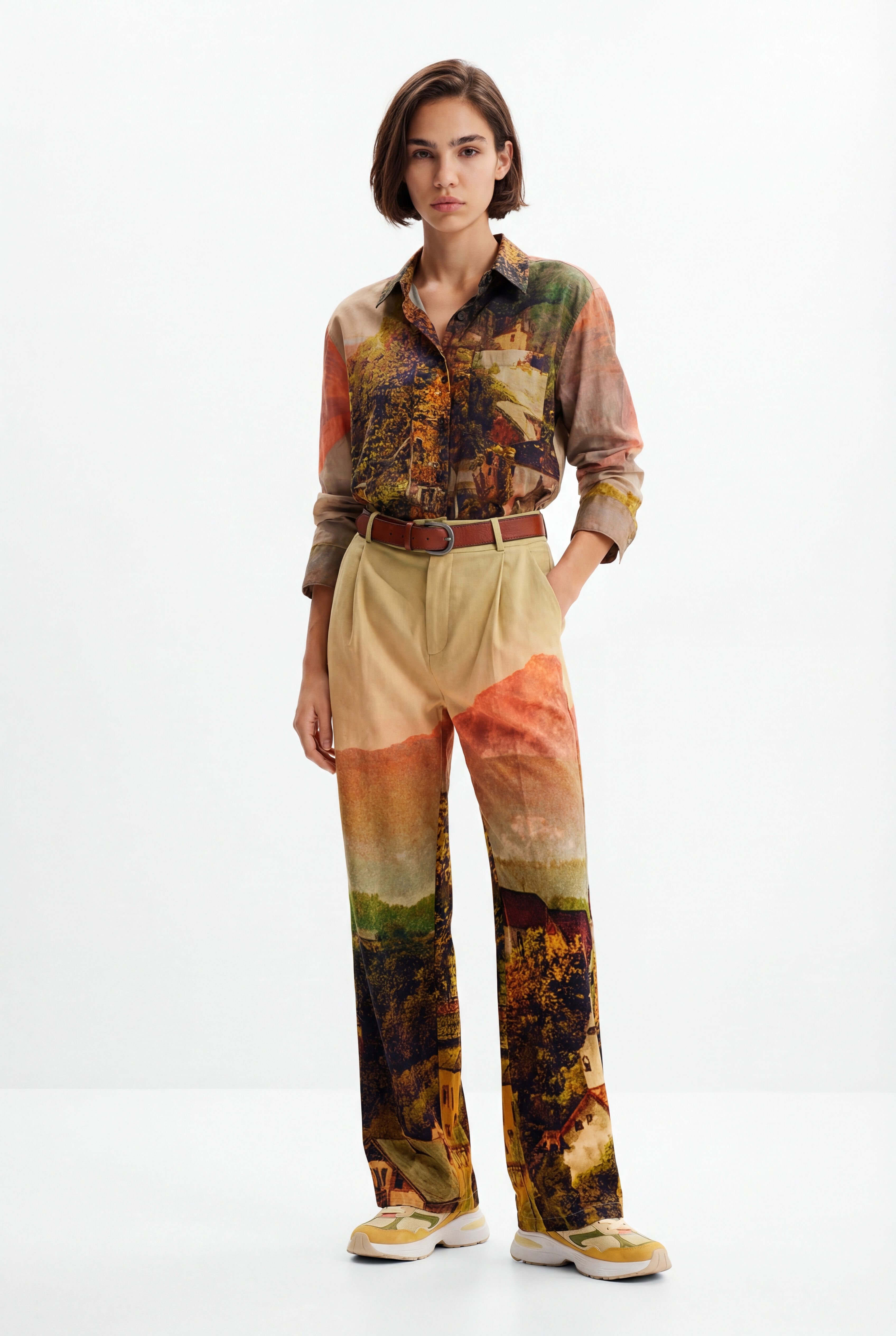 Desigual Rechte broek met landschap M. Christian Lacroix