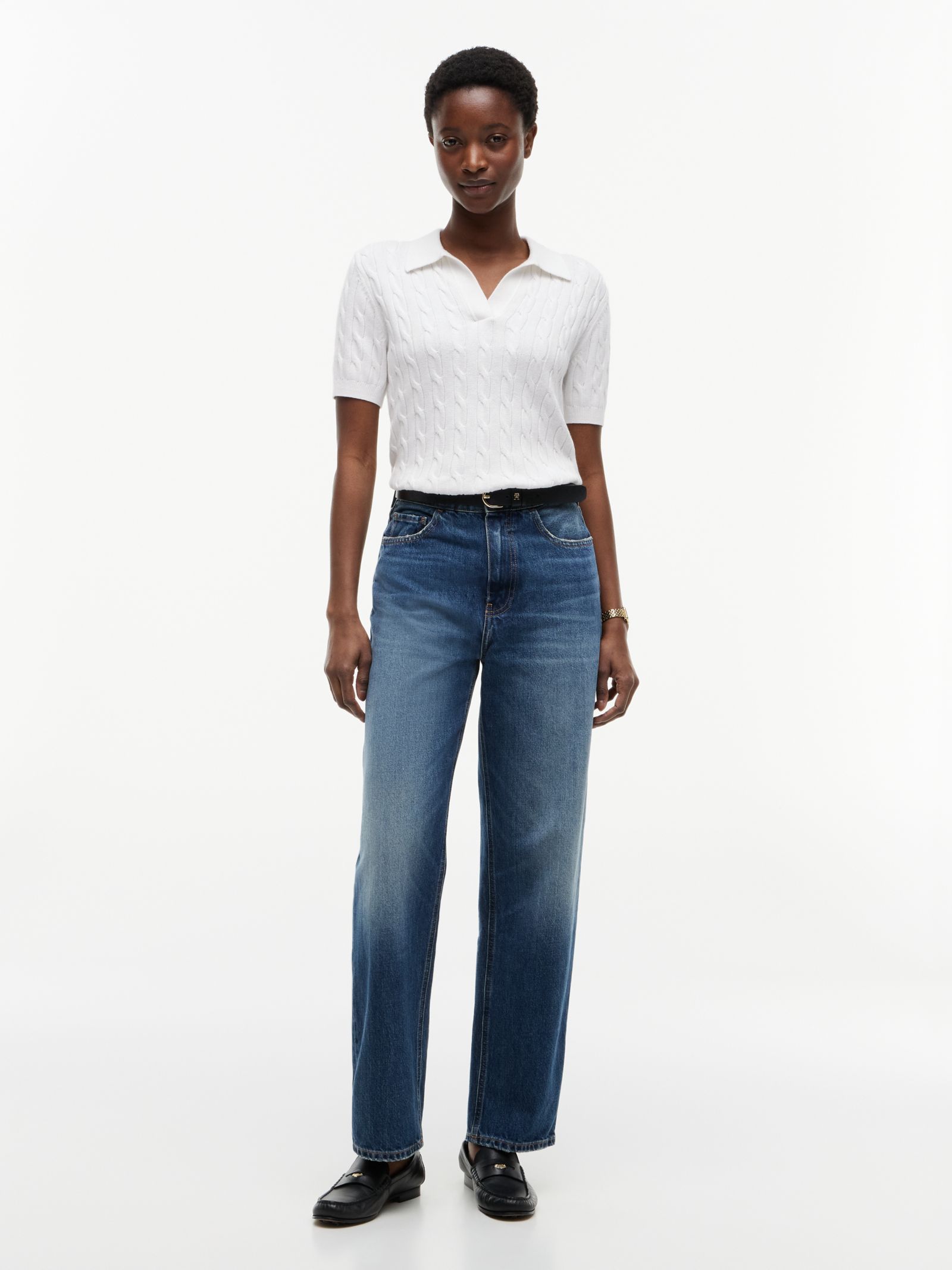 Tommy Hilfiger Regular Tapered enkellange jeans met paardenbit en vlag in blauw