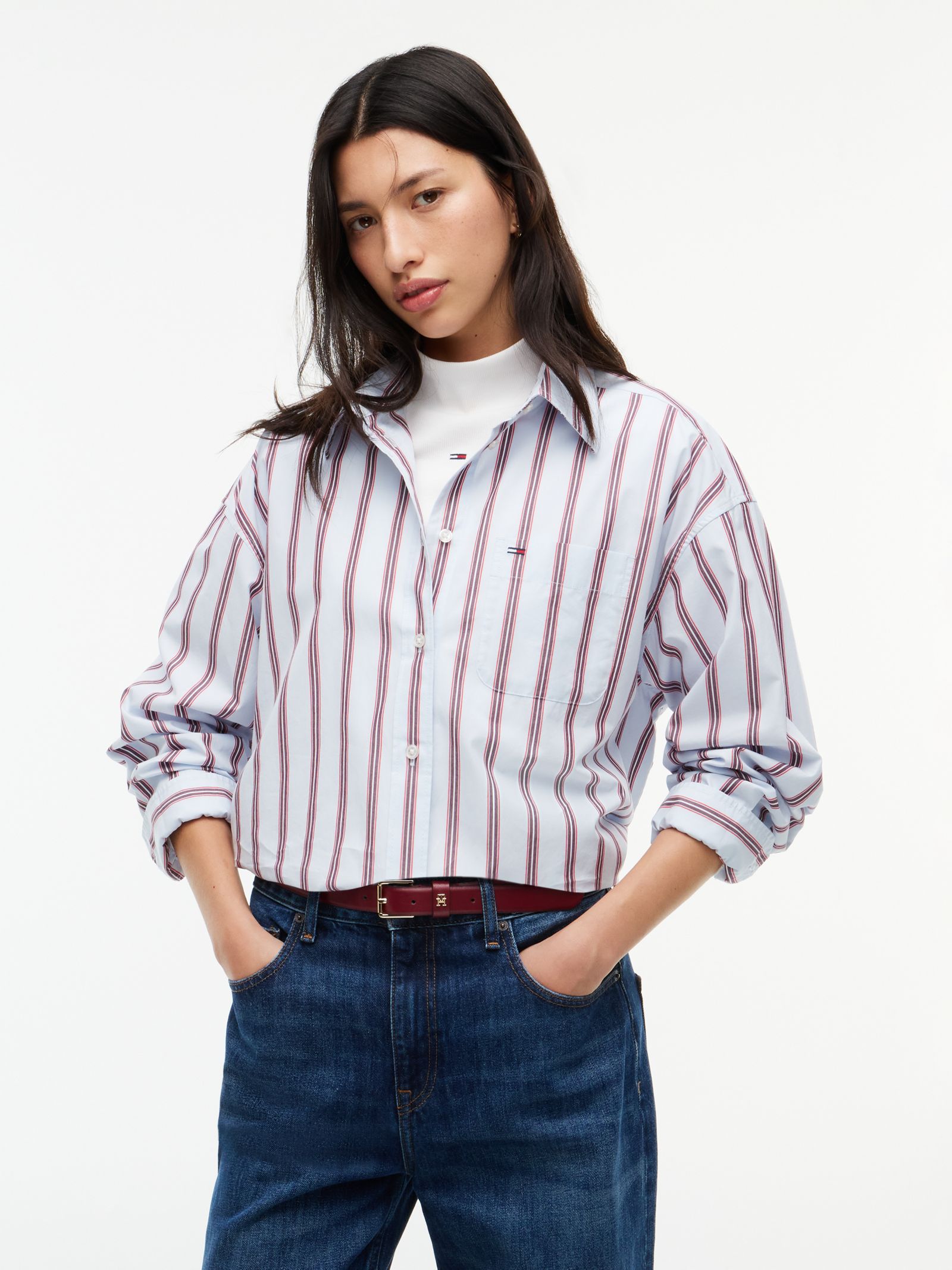 Tommy Jeans oversized yarn dyed poplin overhemd