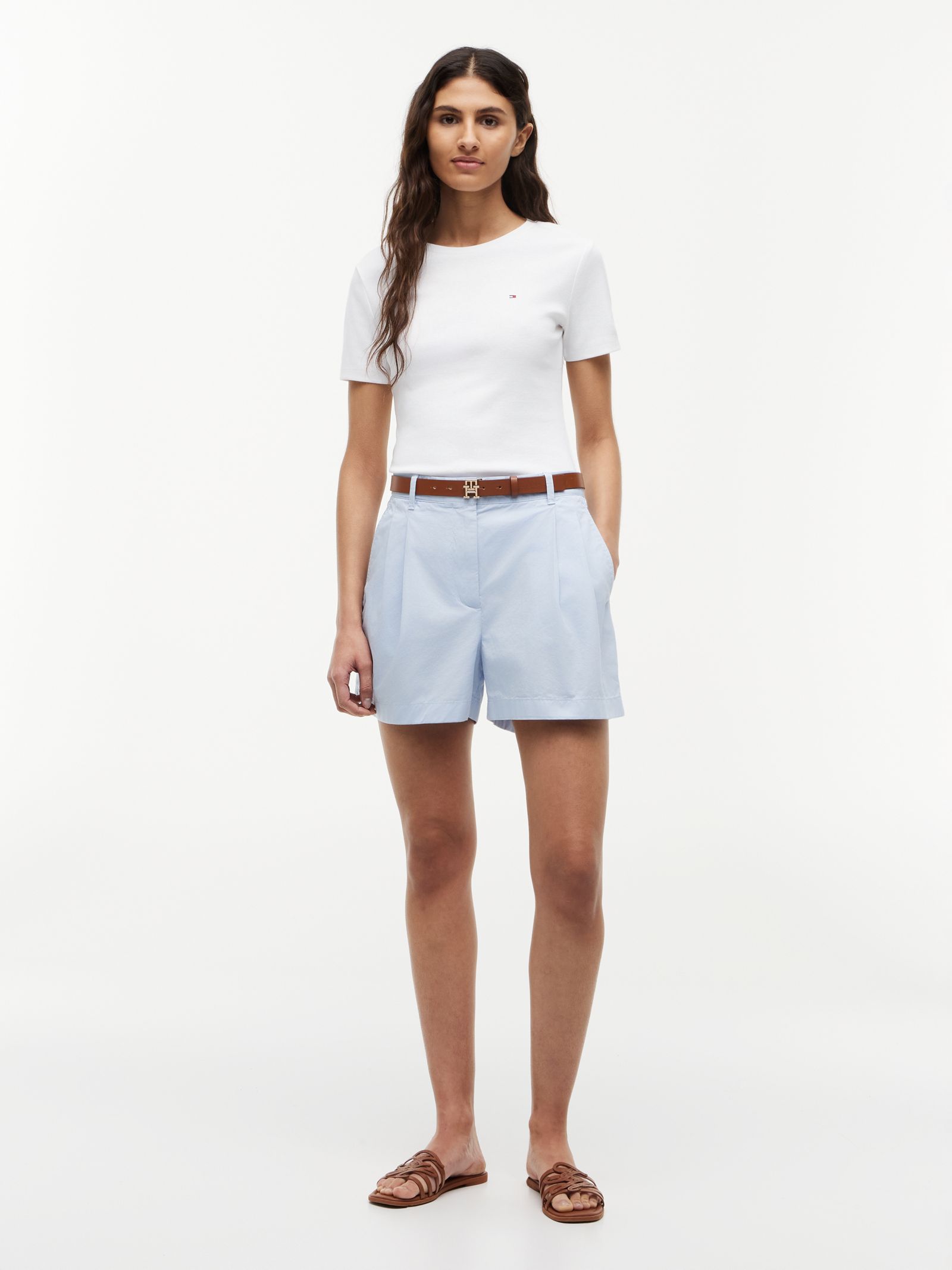 Tommy Hilfiger flared chino short met wassing in blauw