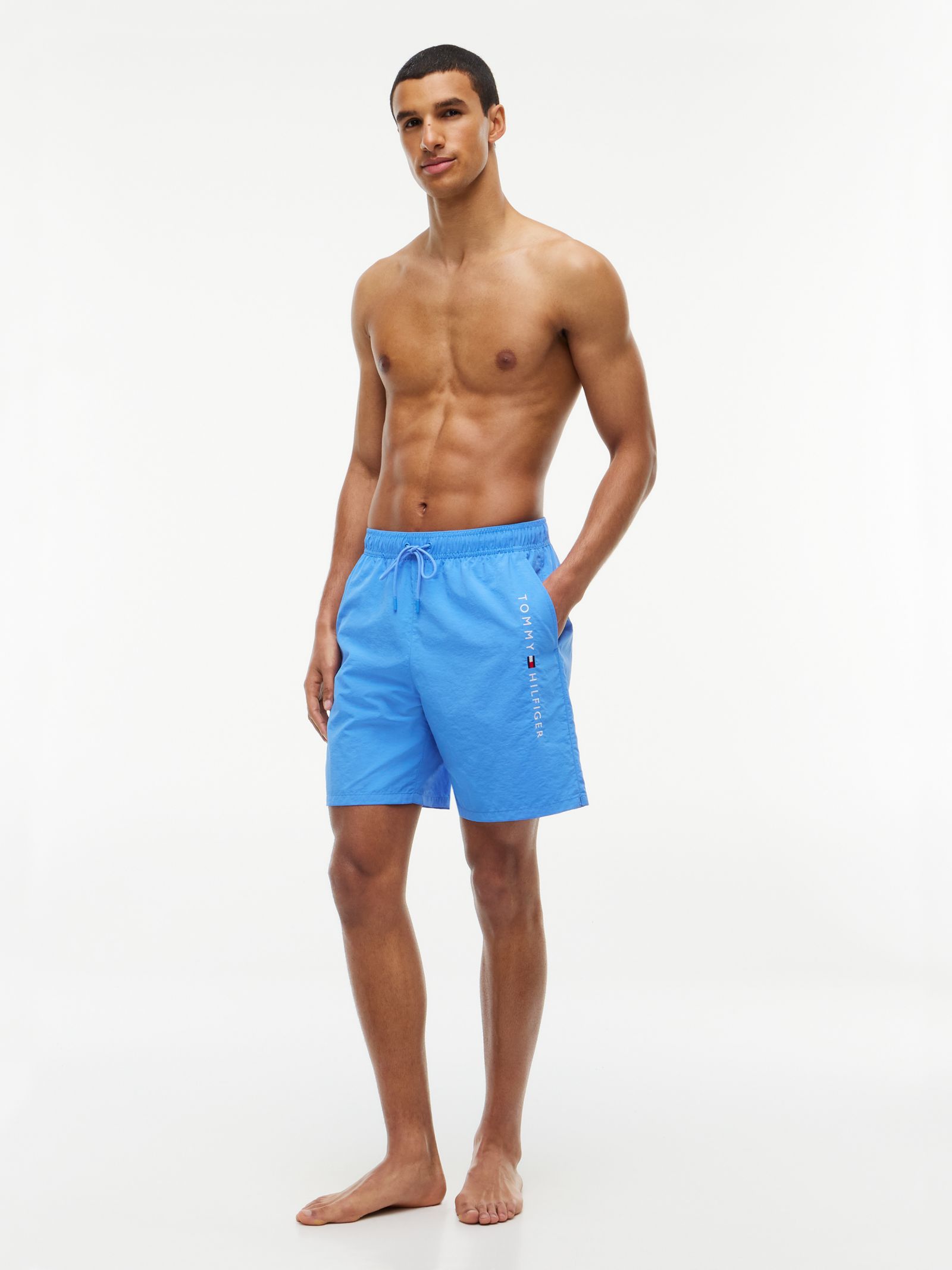 Tommy Hilfiger Original lange zwemshort met logo in blauw