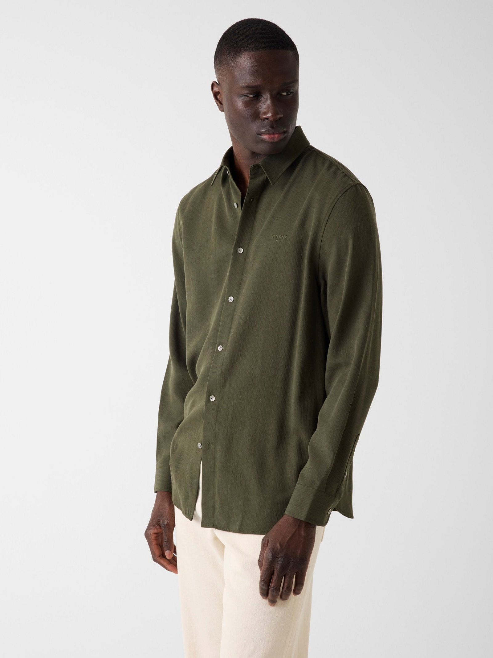 Guess Overhemd Met Geborduurd Logo in groen