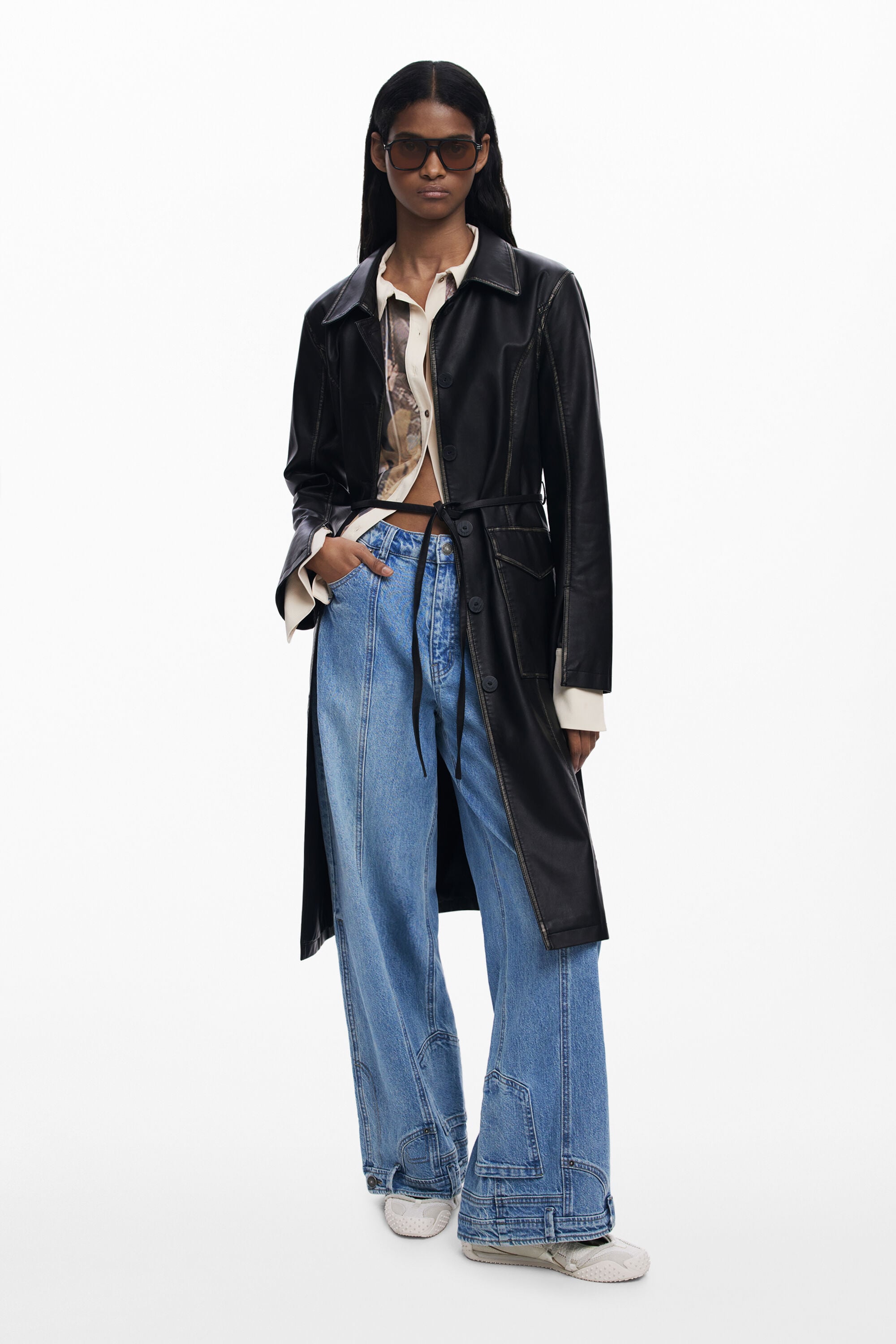 Desigual Lang jack met leerlook