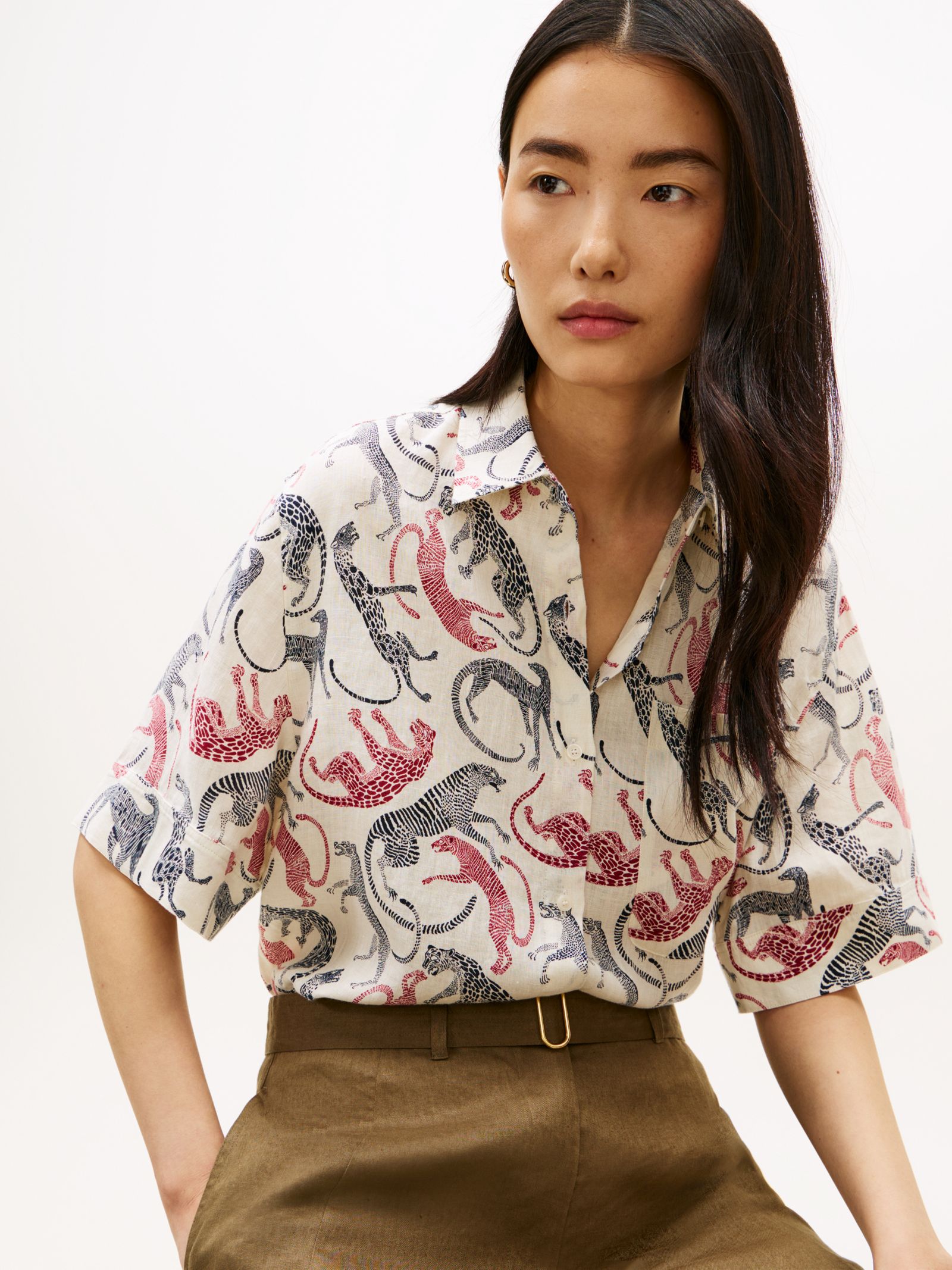 Tommy Hilfiger Relaxed puur linnen overhemd met korte mouwen