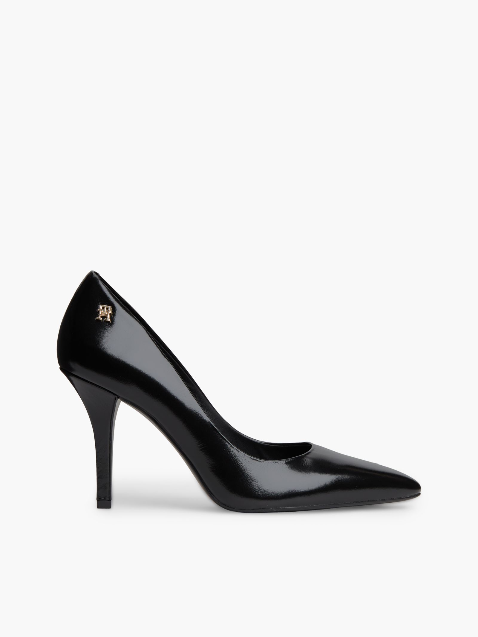 Tommy Hilfiger Leren pump met hoge hak en TH Monogram in zwart