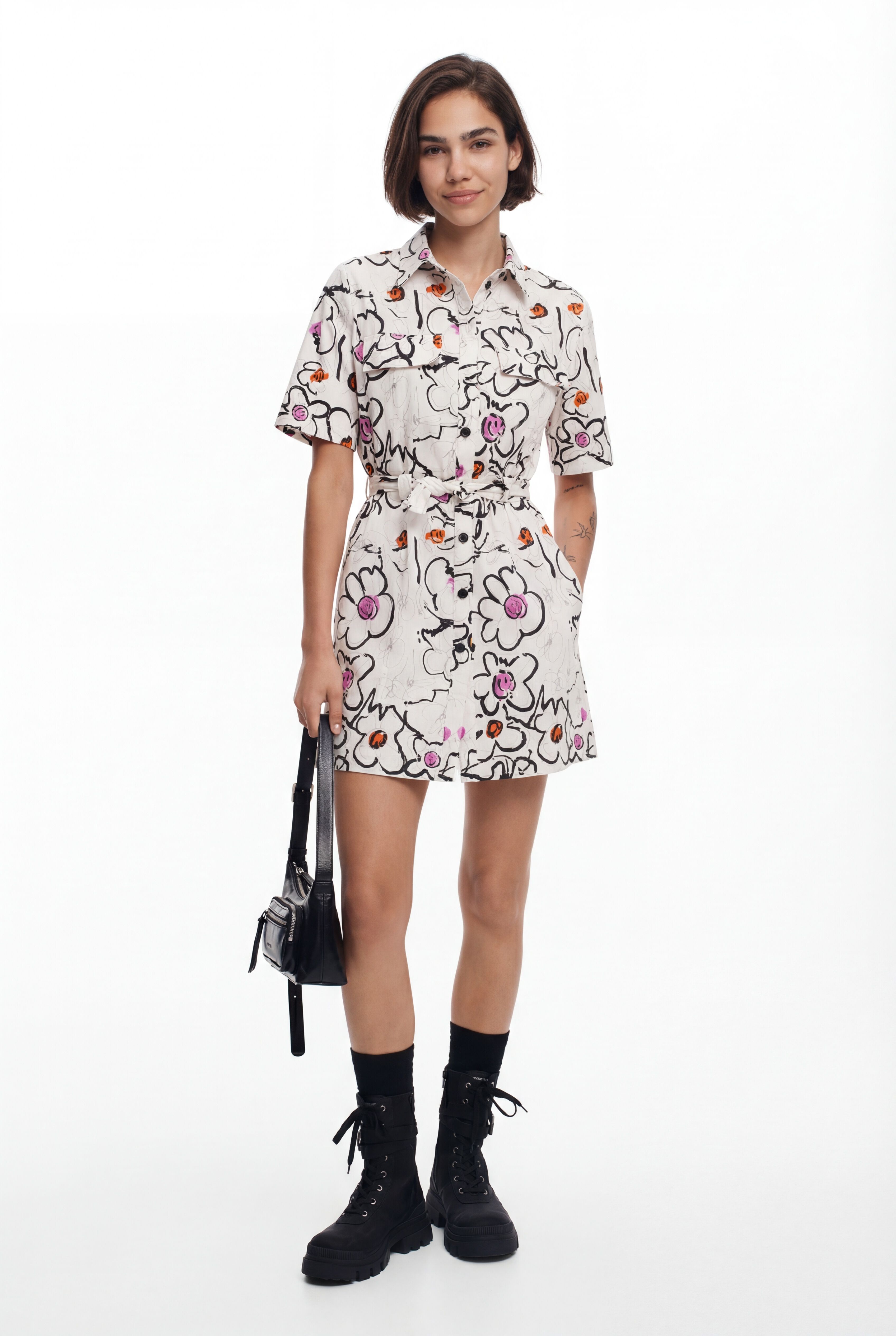 Desigual Jurk met getekende bloemen