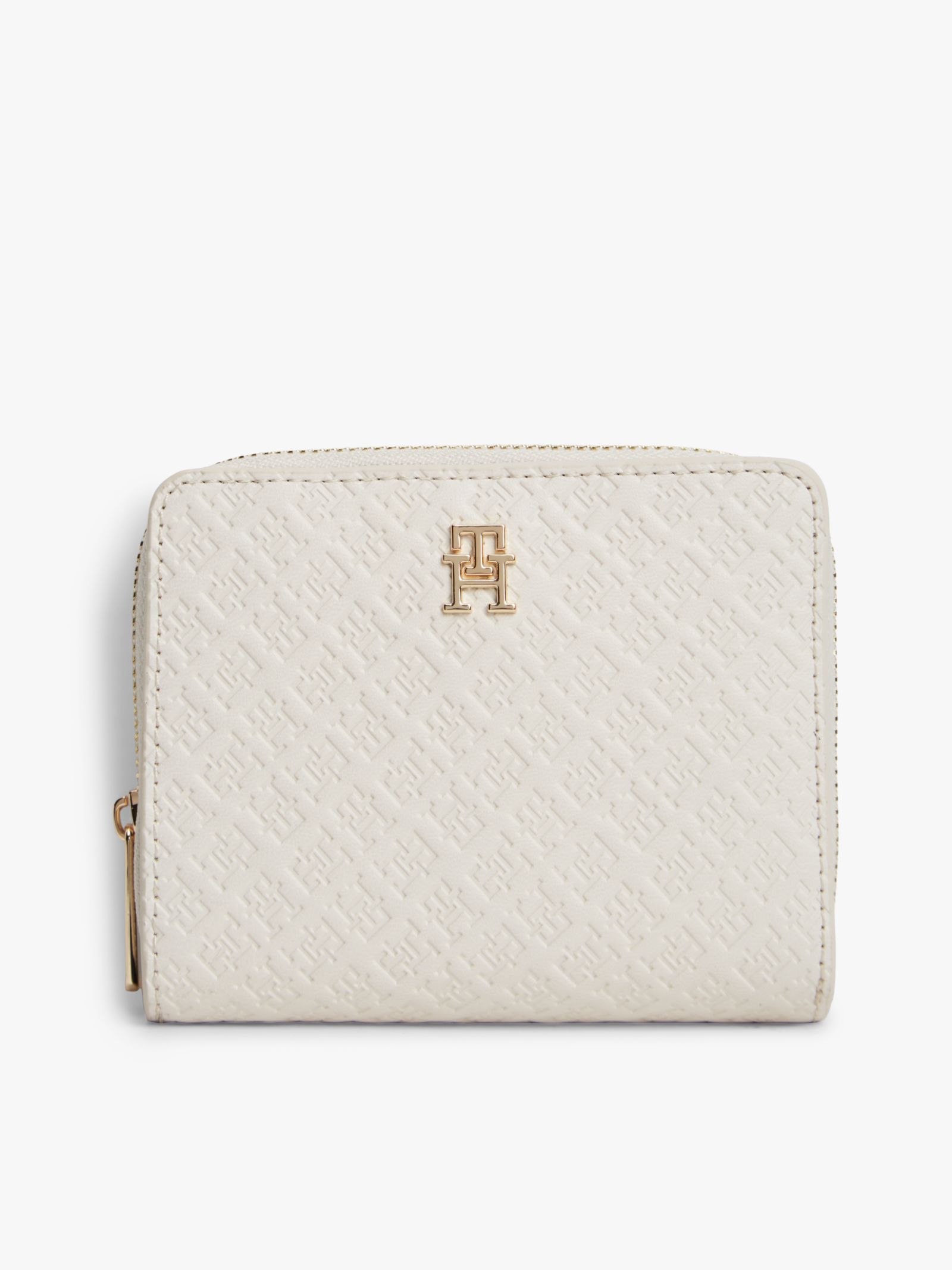 Tommy Hilfiger Hilfiger Icon Zip Around Portemonnee met flap en reliëf in beige