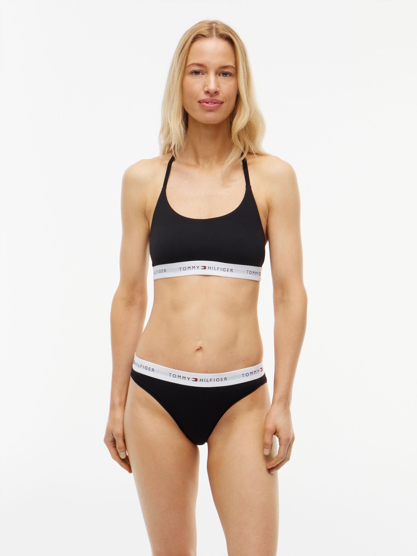 Tommy Hilfiger microvezel slip met signature logo in zwart