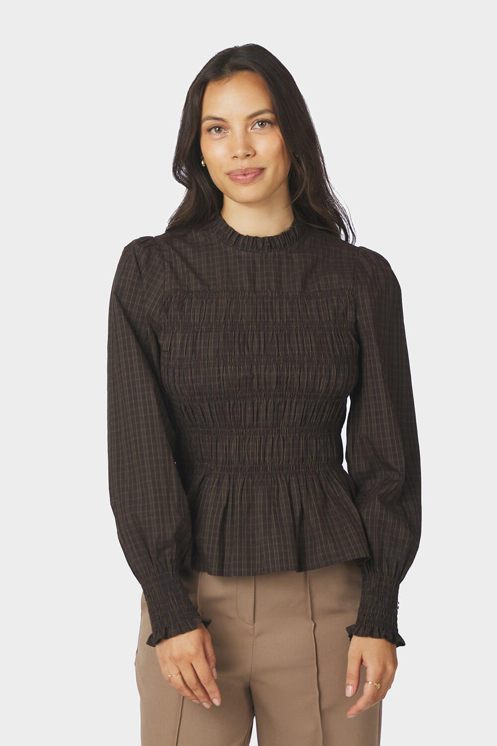 Neo Noir Blouse Possa Big Check Bruin dames