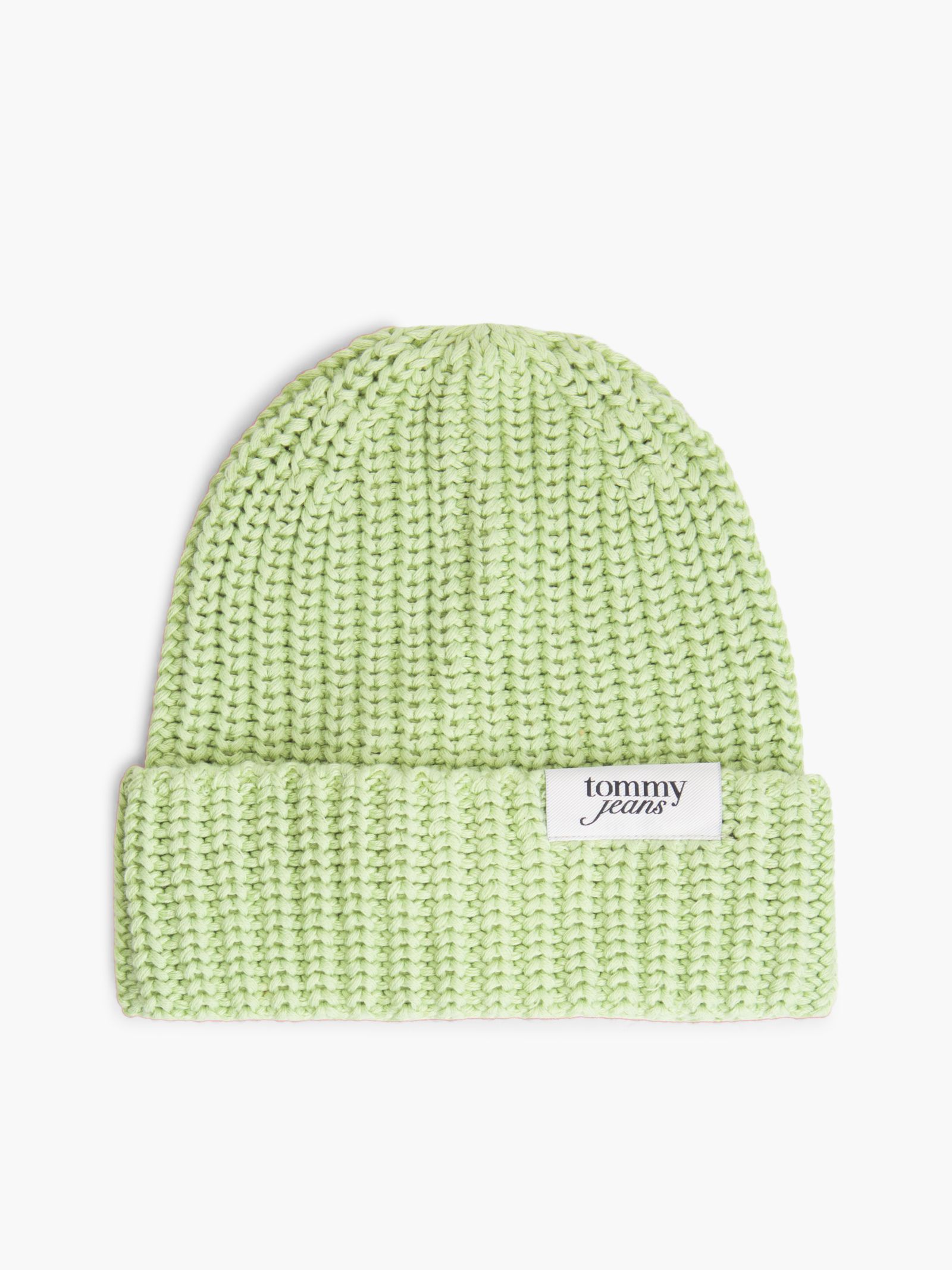 Tommy Jeans Chunky ribgebreide beanie met logo in groen