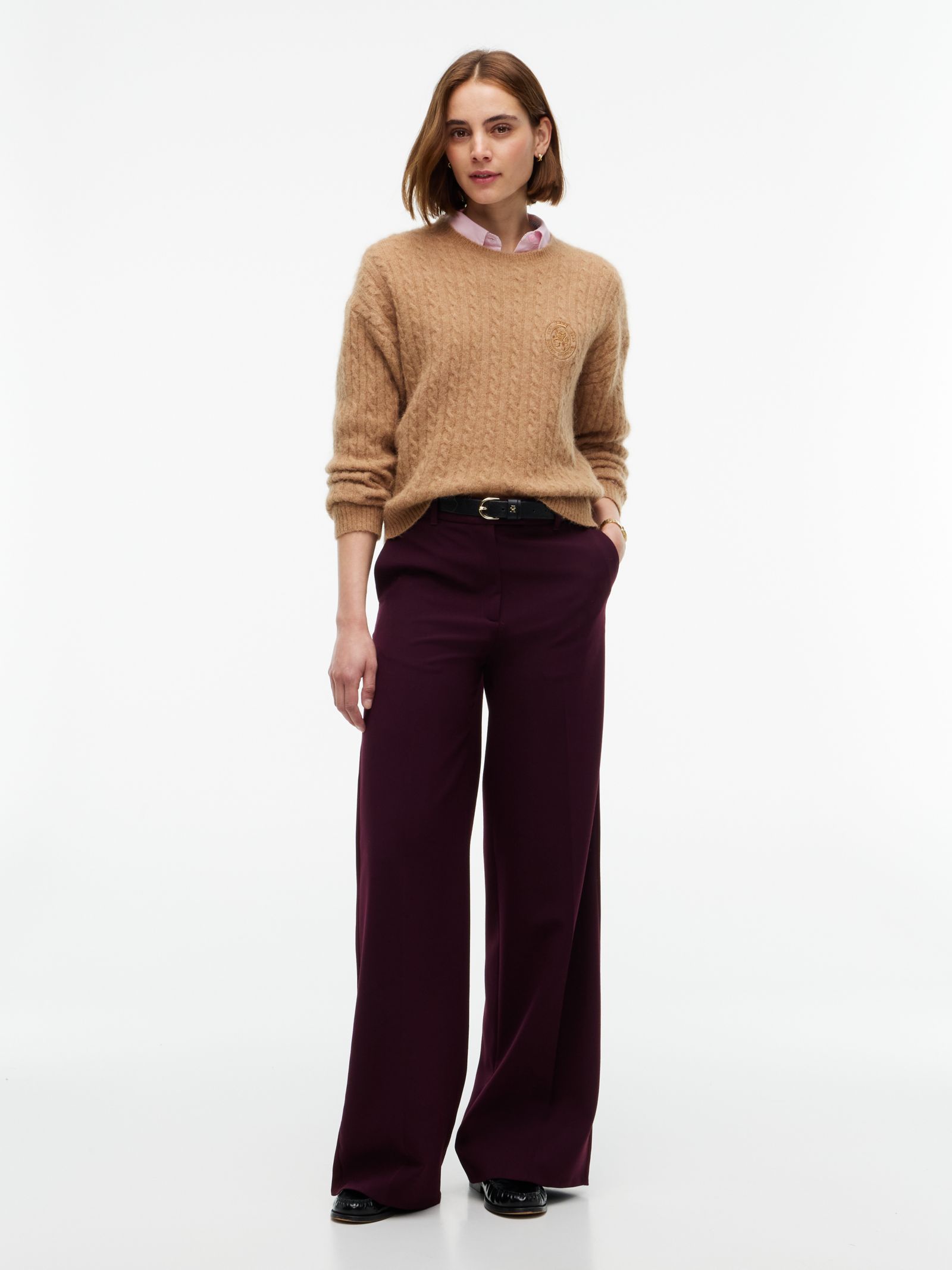 Tommy Hilfiger rechte tuxedobroek met wijde fit in rood