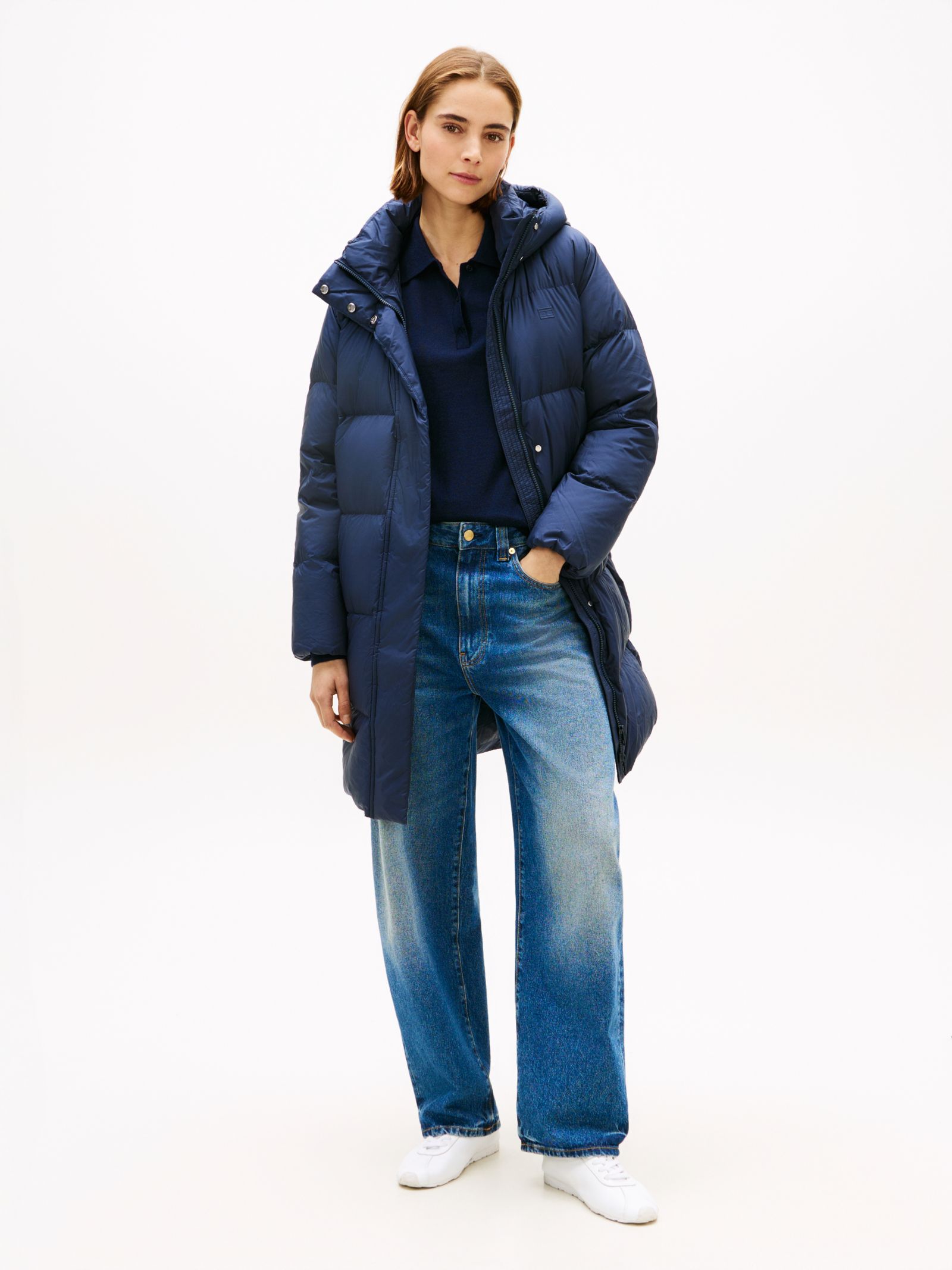 Tommy Hilfiger Waterafstotende donsjas met capuchon in marine