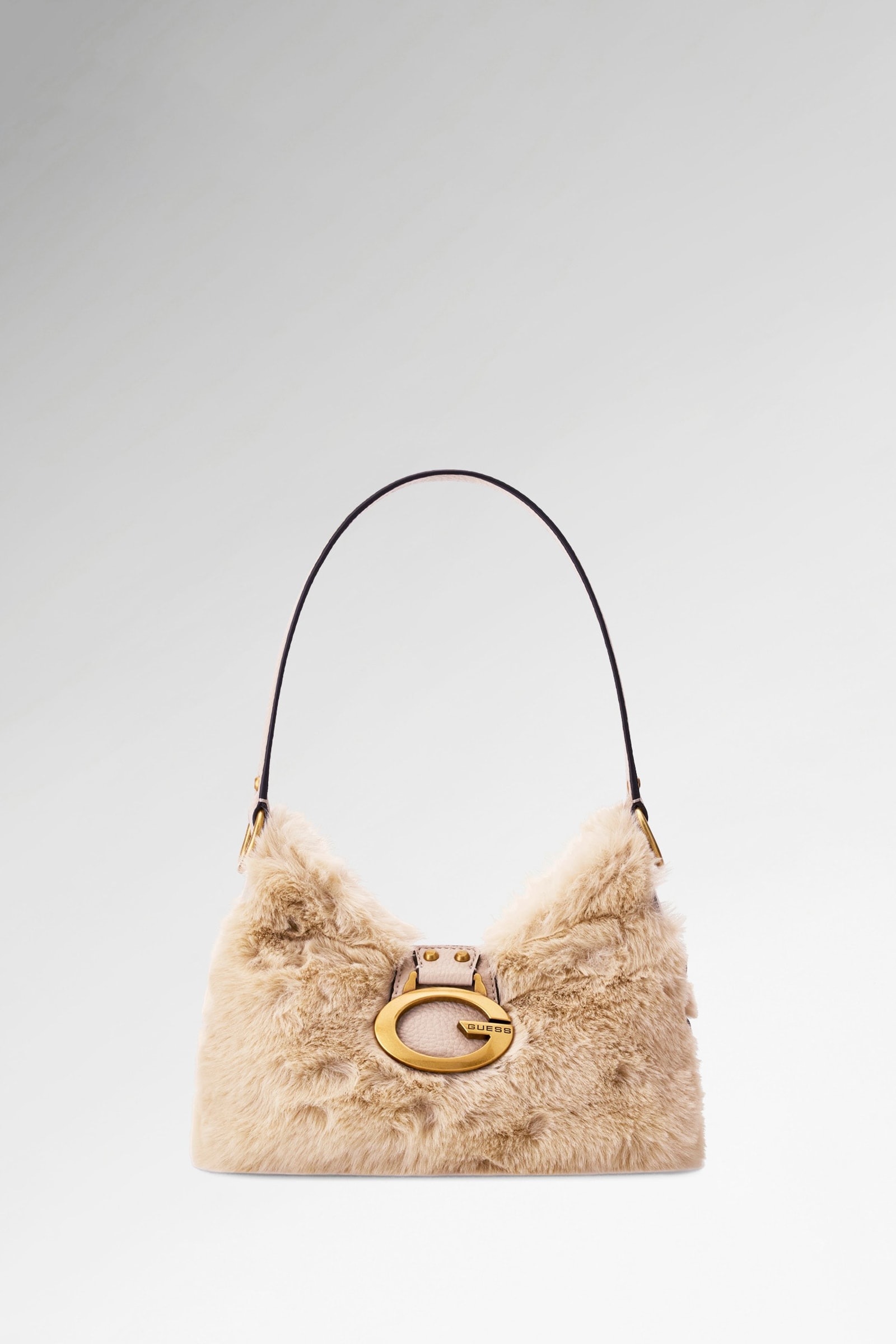 Guess Camden Mini Schoudertas Van Nep Bont in beige