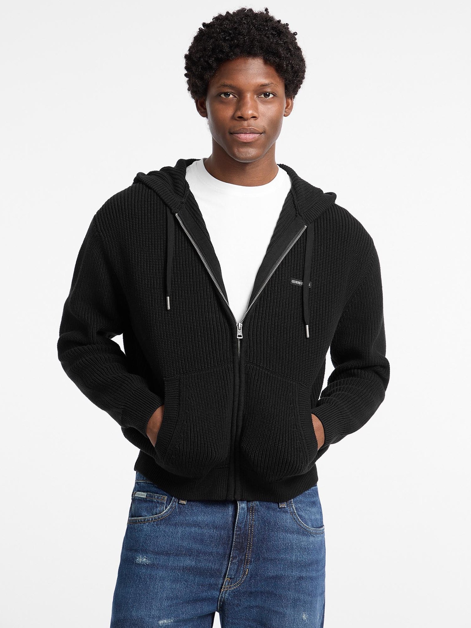 Guess Sweater Met Capuchon En Volledige Ritssluiting