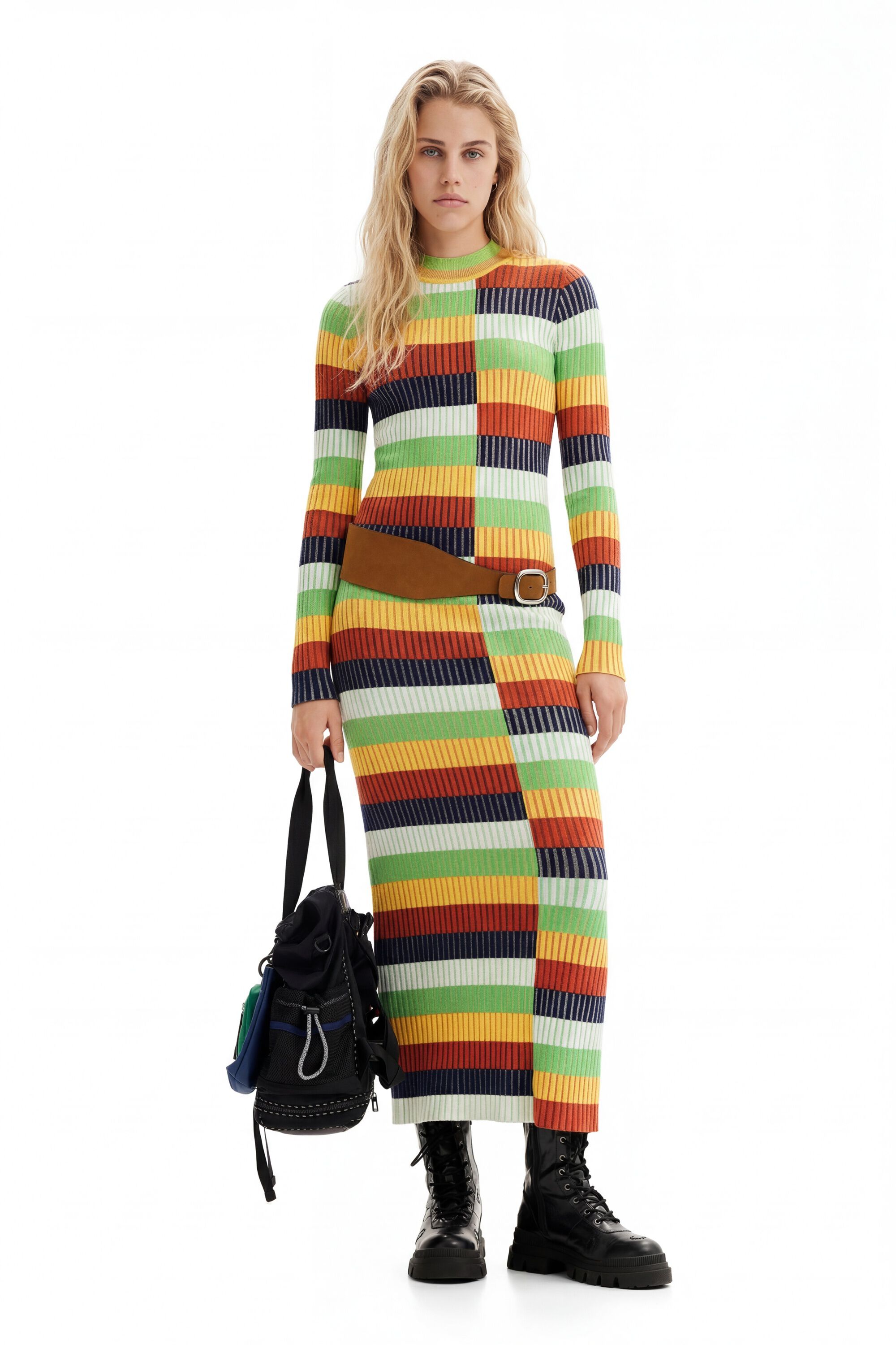 Desigual Gebreide midi-jurk met strepen