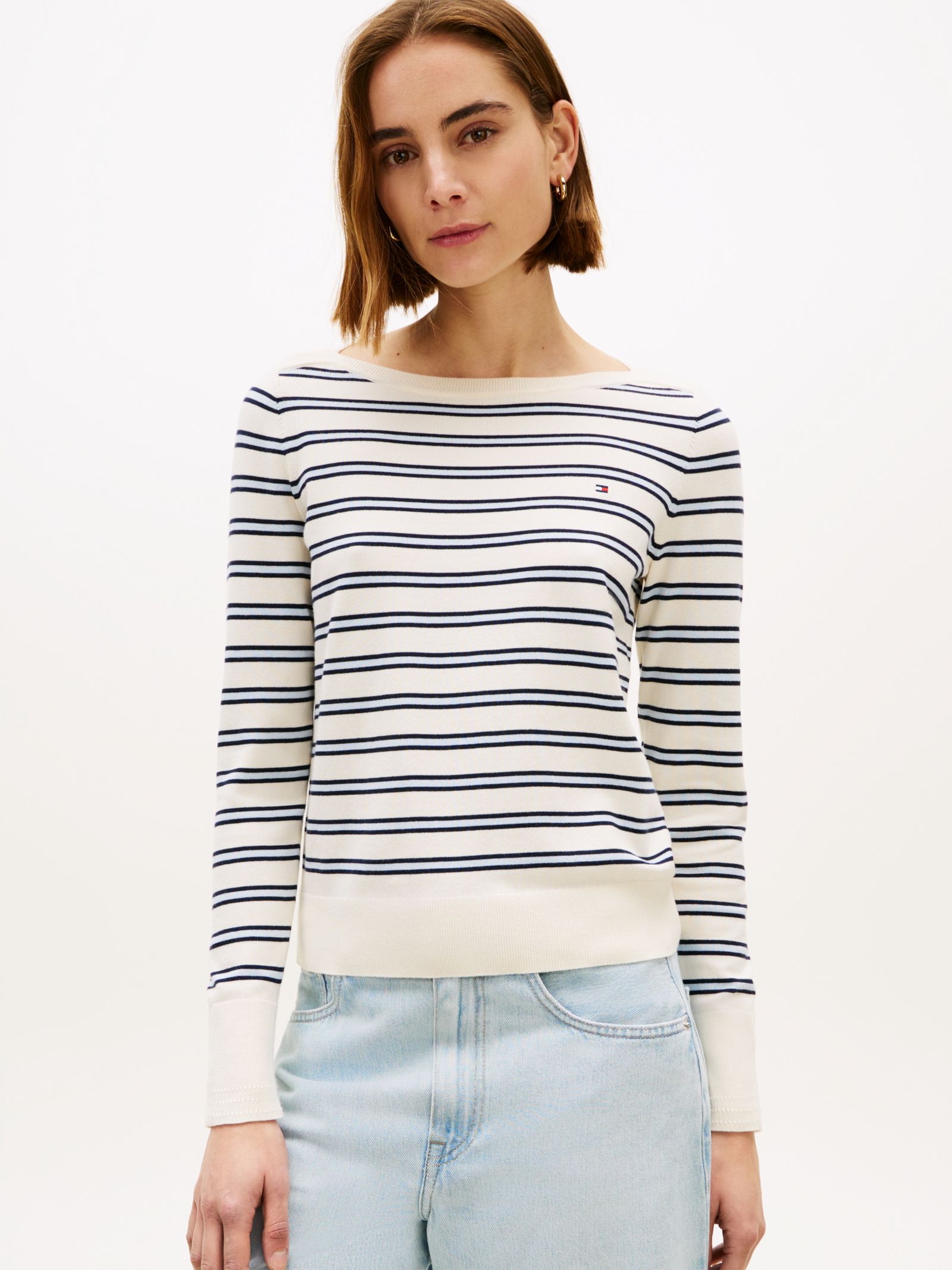Tommy Hilfiger jersey trui met boothals en knoopdetail