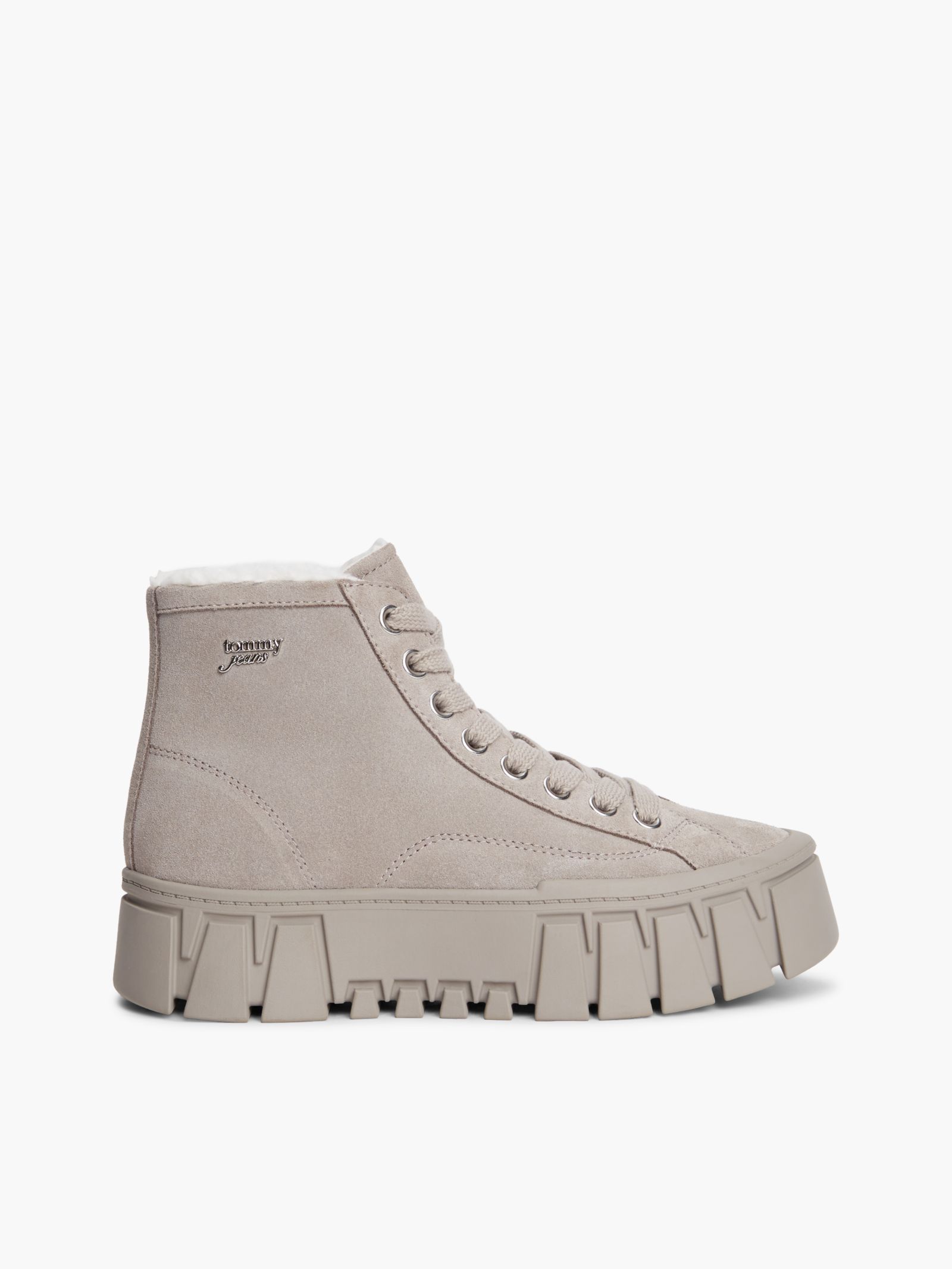 Tommy Jeans Suède platformsneaker met warme voering in beige