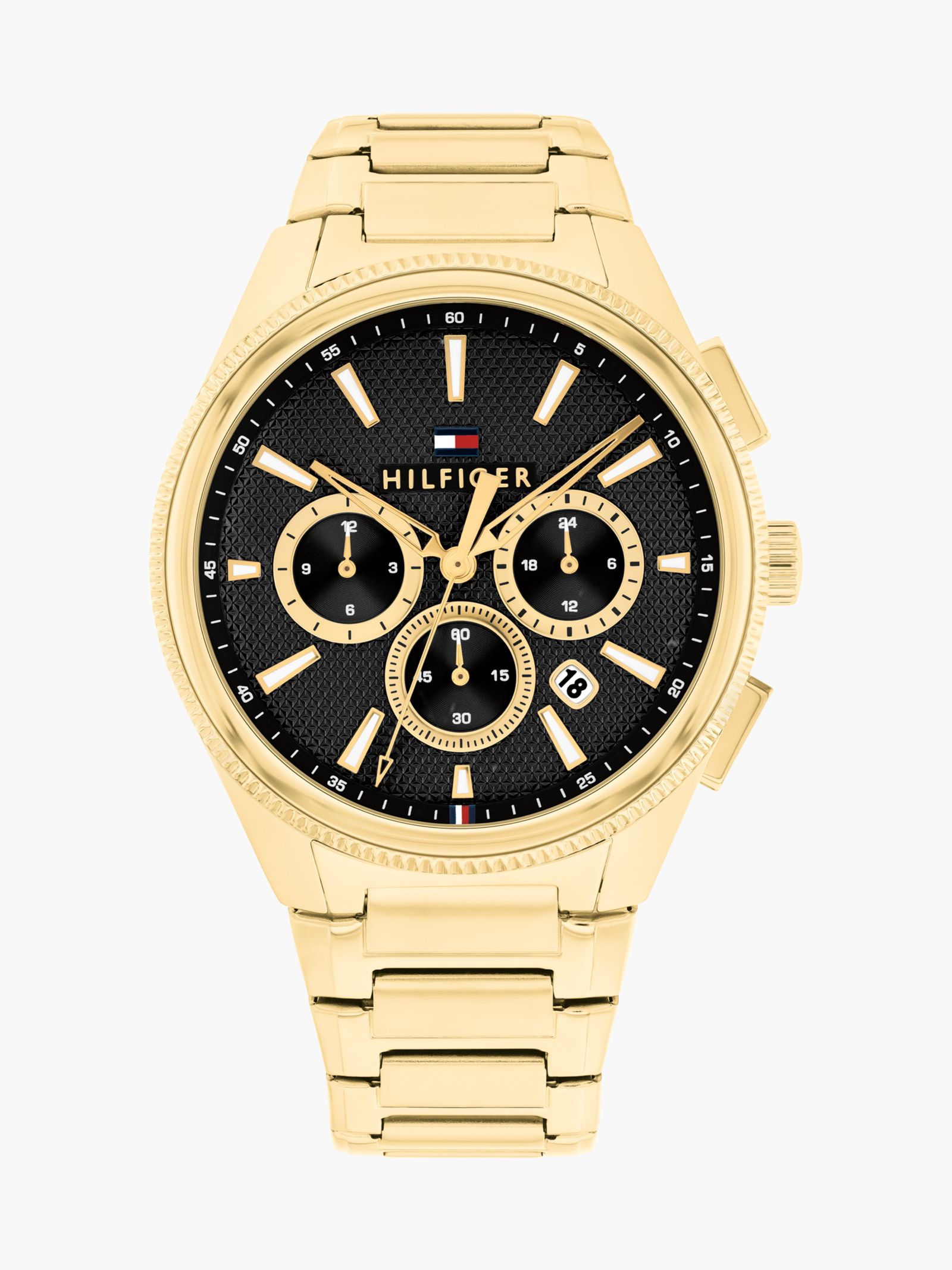 Tommy Hilfiger verguld chornograaf horloge met zwarte wijzerplaat