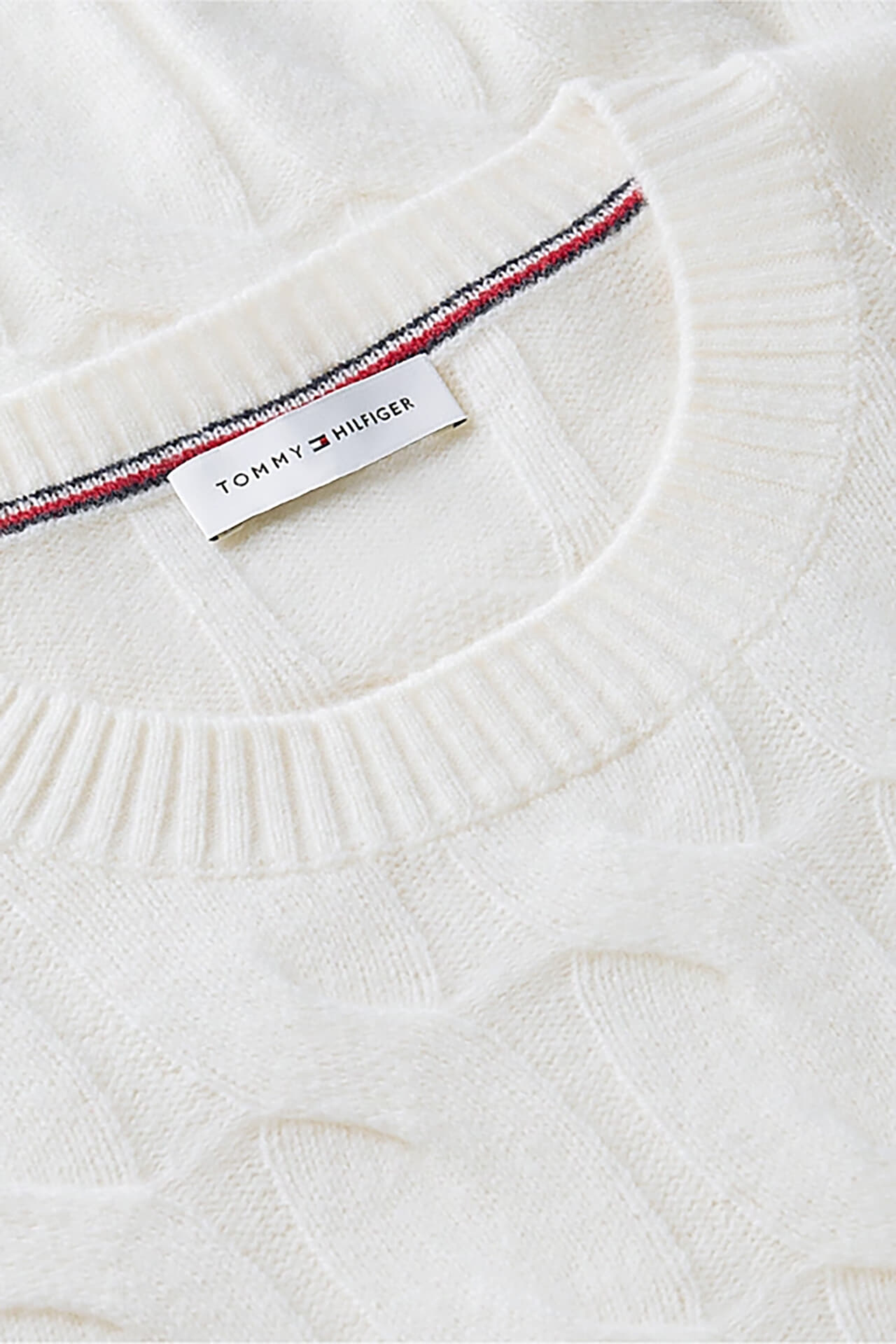 Tommy Hilfiger Kabeltrui Soft Wol Beige dames