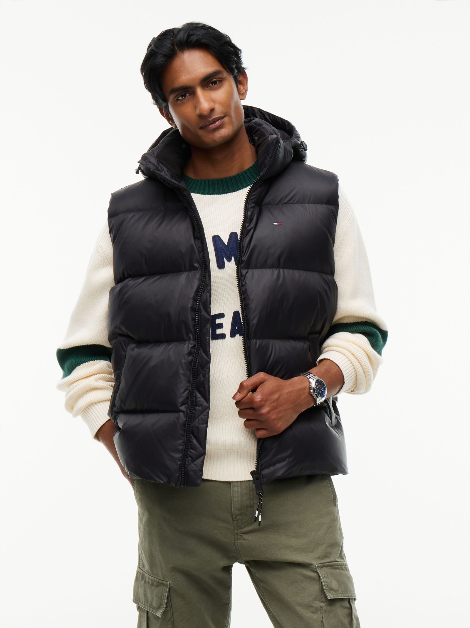 Tommy Jeans Relaxed Bodywarmer met dons en capuchon in zwart