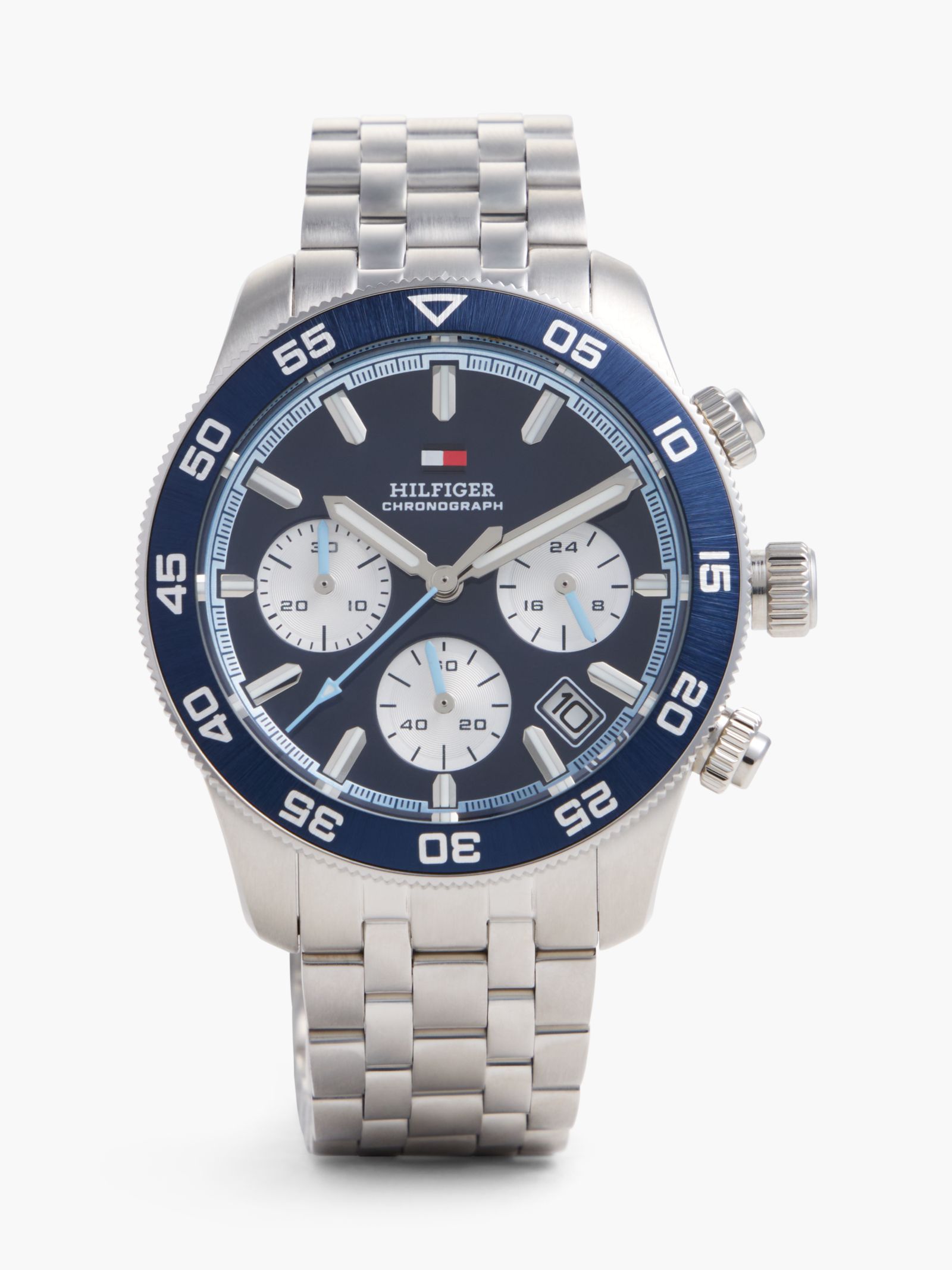 Tommy Hilfiger Rvs Chronograafhorloge met blauwe wijzerplaat