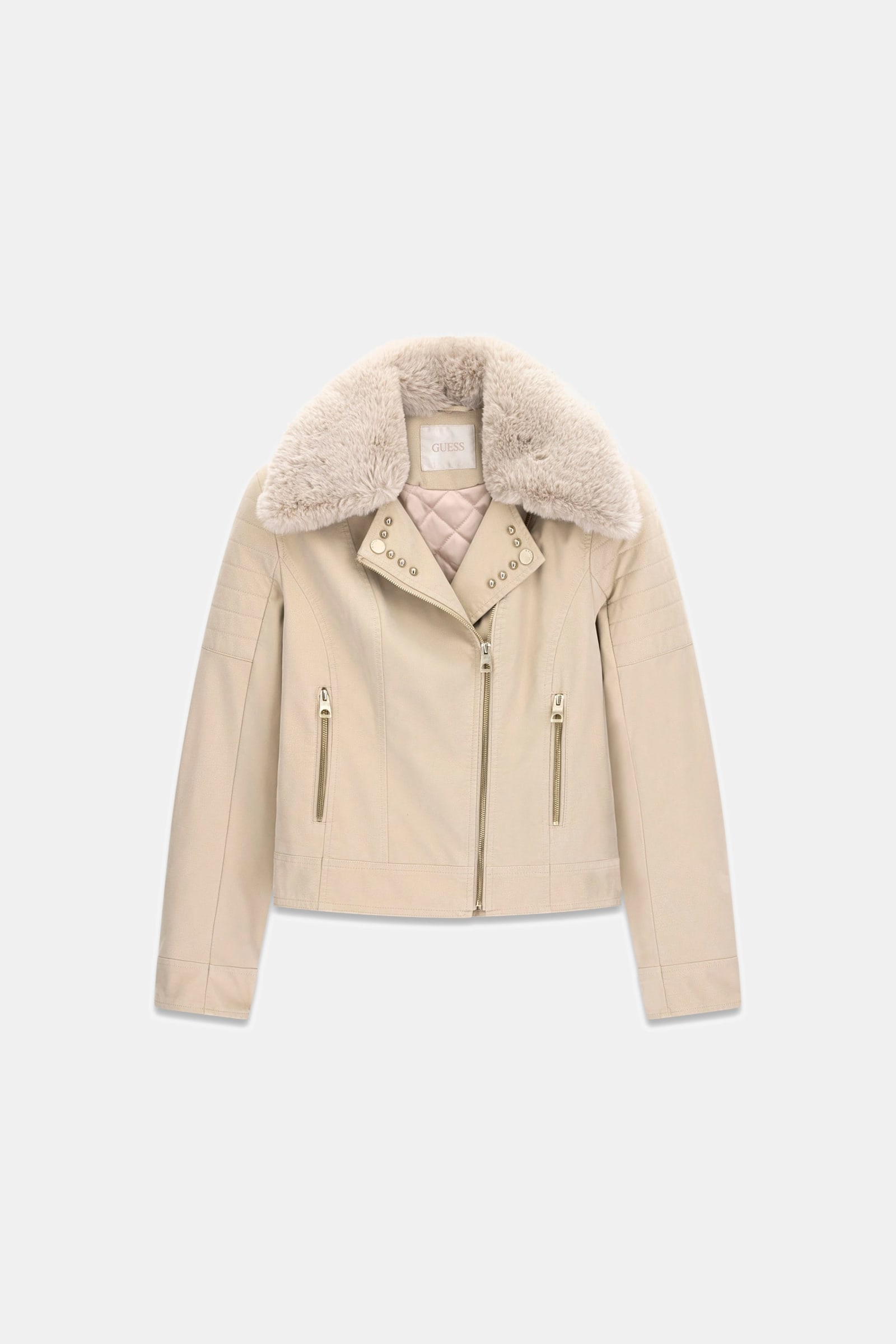 Guess Bikerjack Van Imitatieleer in beige