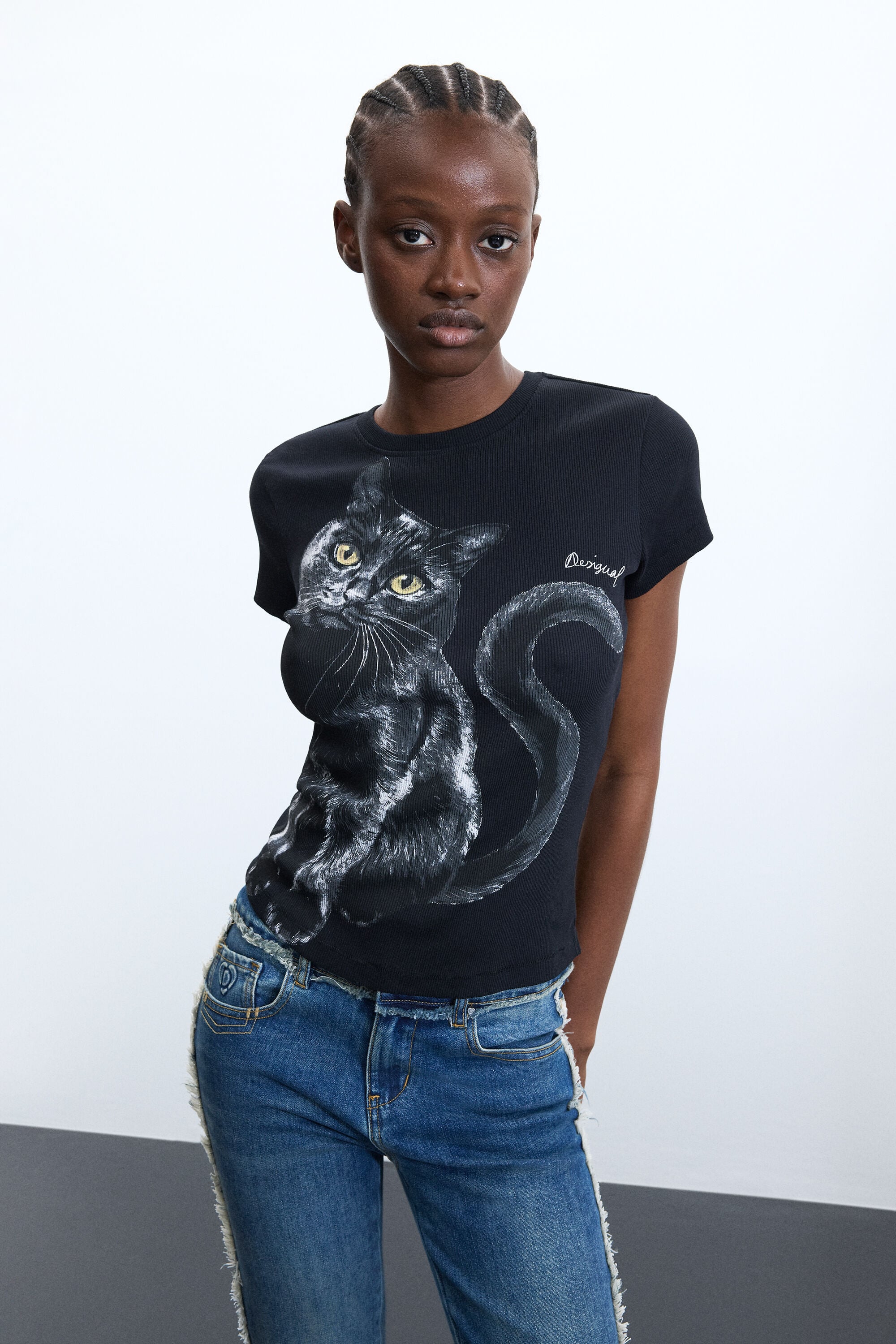Desigual Bedrukte T-shirt 100% katoen for women in zwart