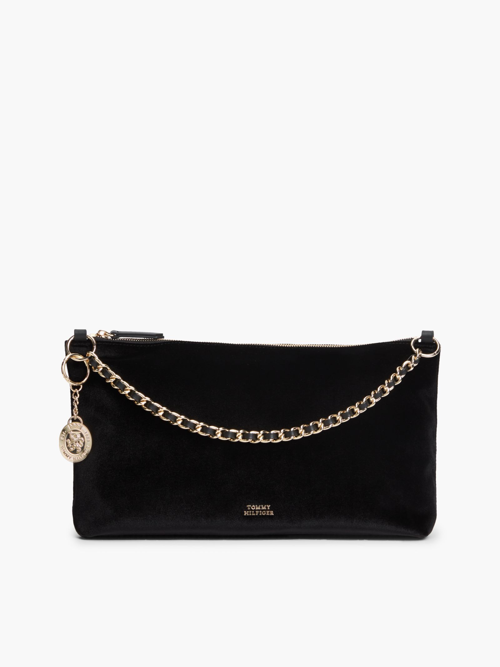 Tommy Hilfiger Fluwelen tas met kettingband en bedel