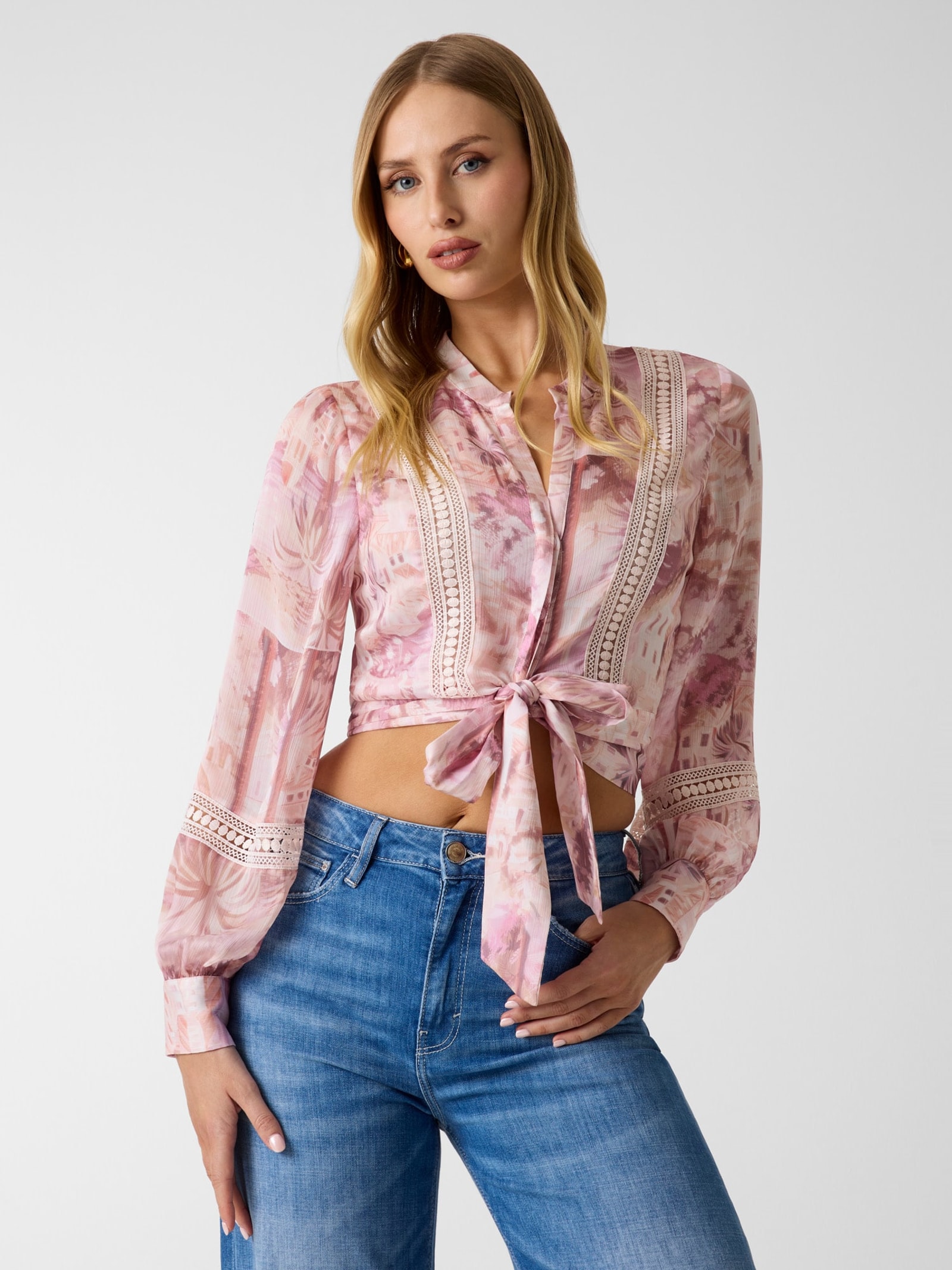 Guess Bedrukte Blouse in roze