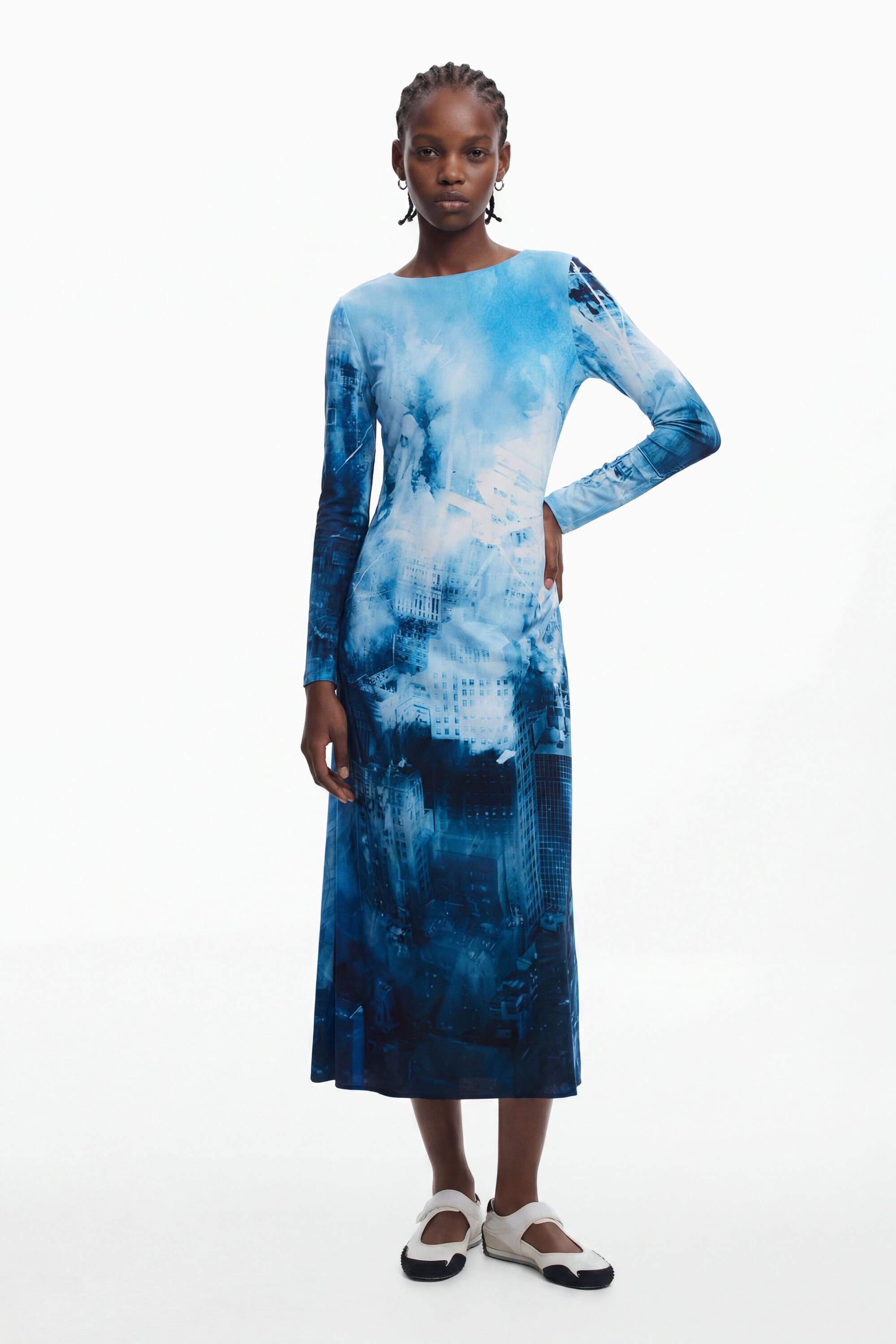 Desigual Lange jurk met landschapprint