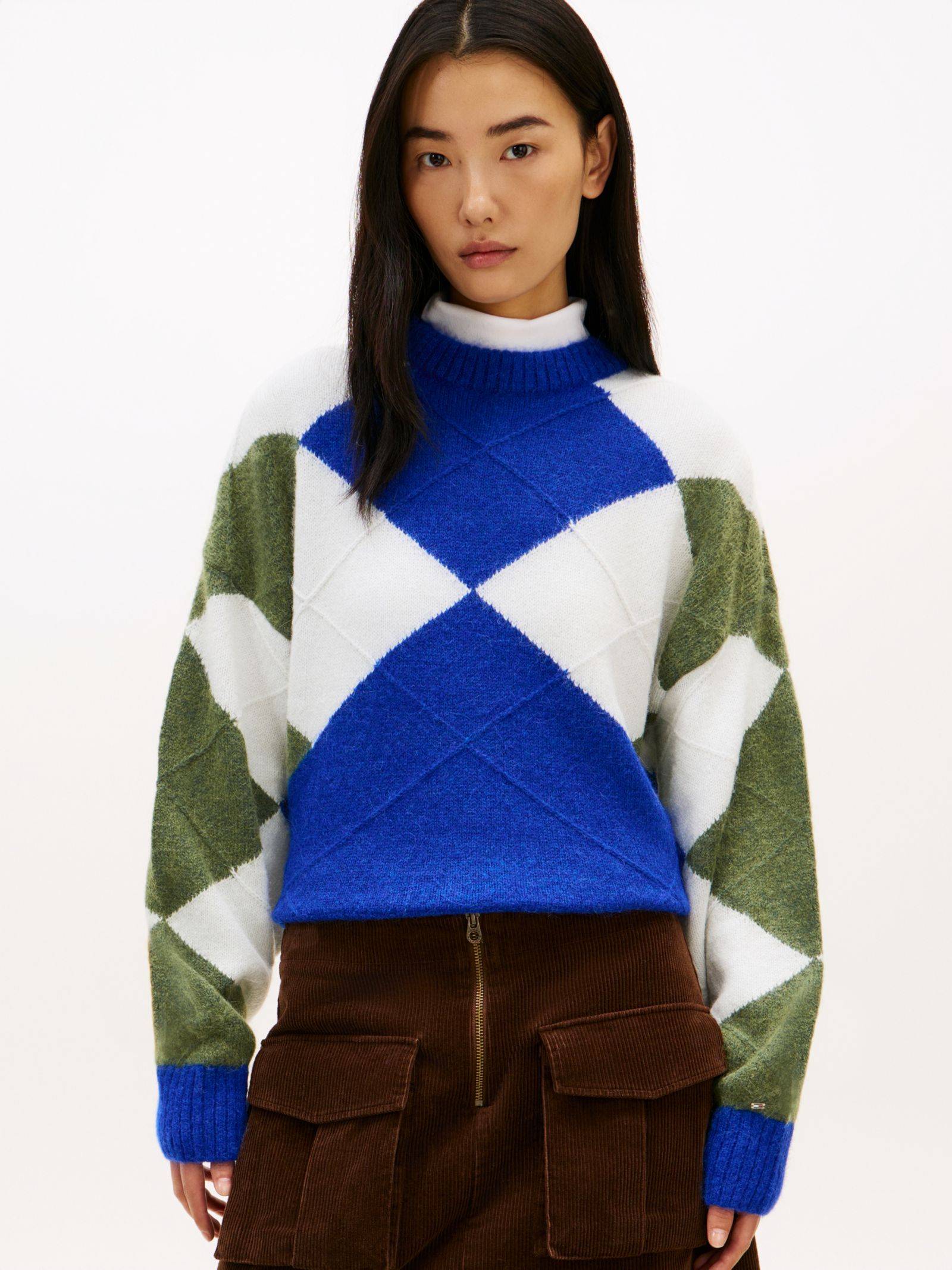 Tommy Hilfiger oversized alpacamix trui met argyle motief