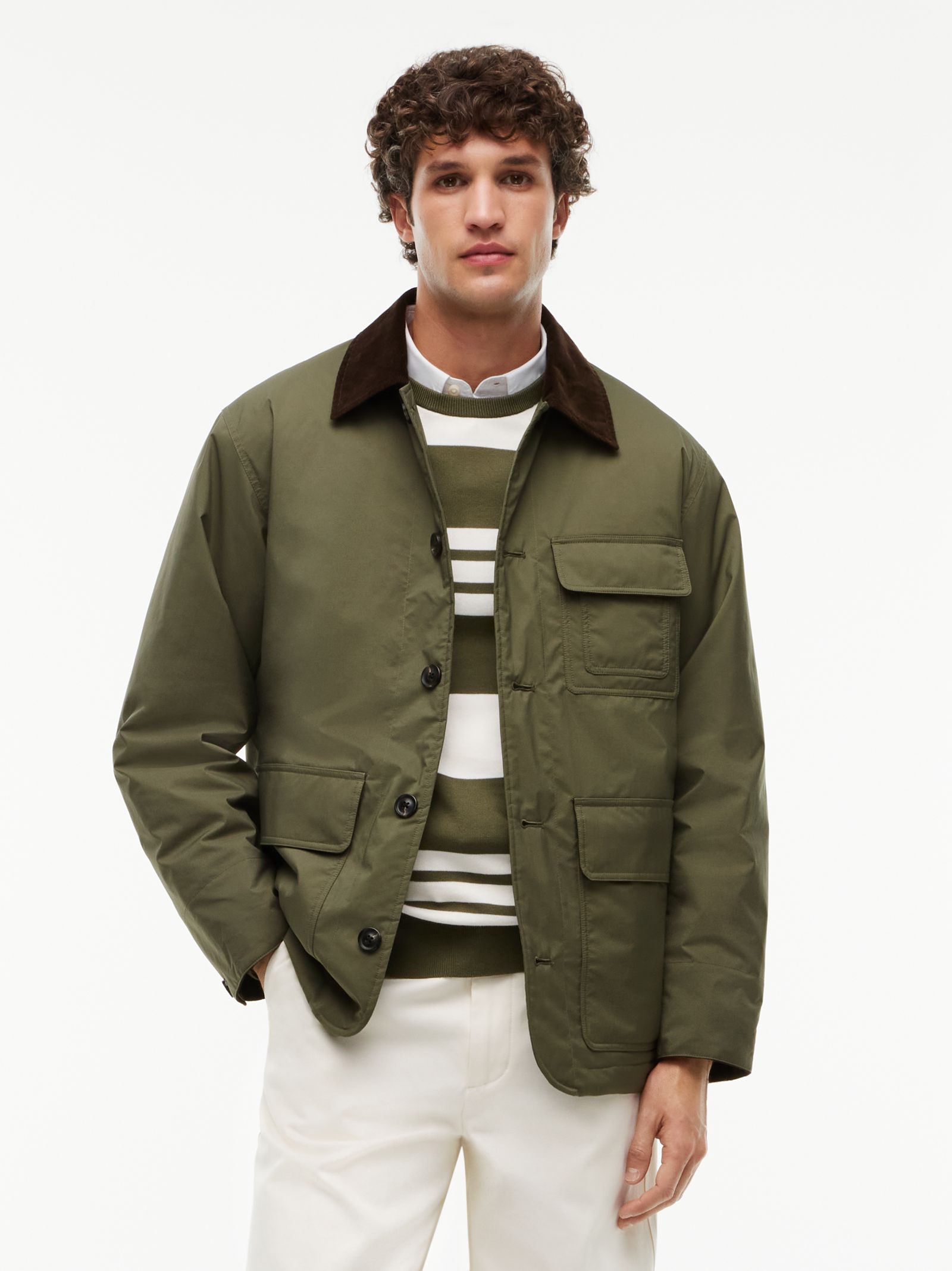 Tommy Hilfiger Gewatteerd ripstop barnjack met corduroy kraag in groen