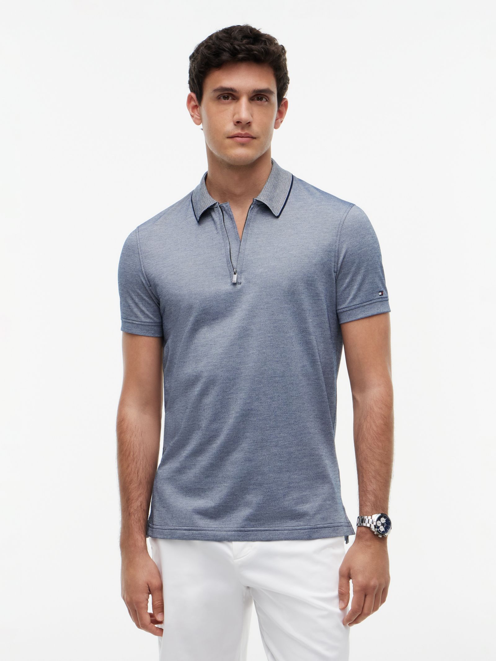 Tommy Hilfiger Performance New York Label regular fit polo met rits in marine