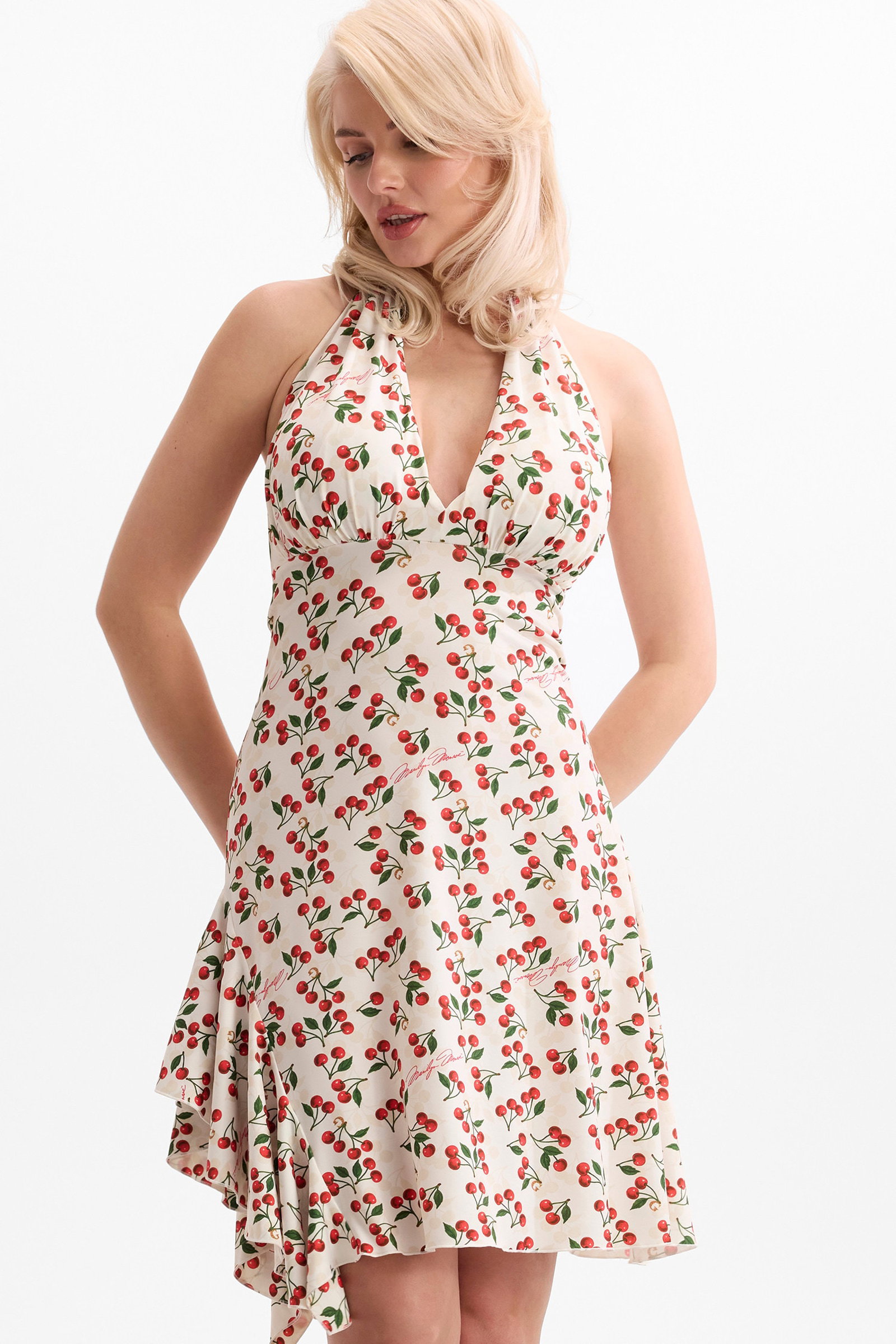 Guess Bedrukt Halternek Mini Dress in wit