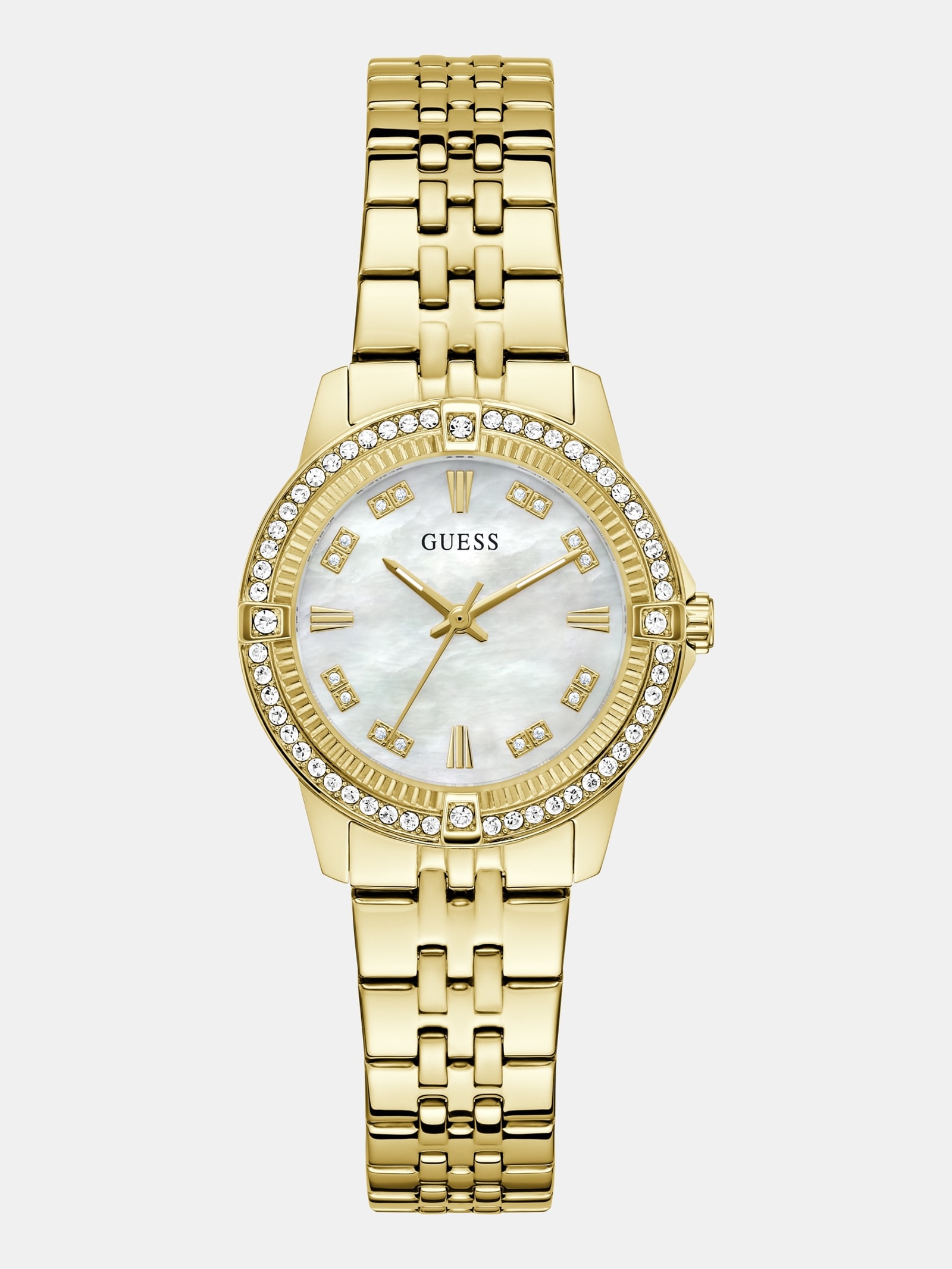 Guess Crystal Analoog Horloge Van Roestvrij Staal 32 Mm in goud