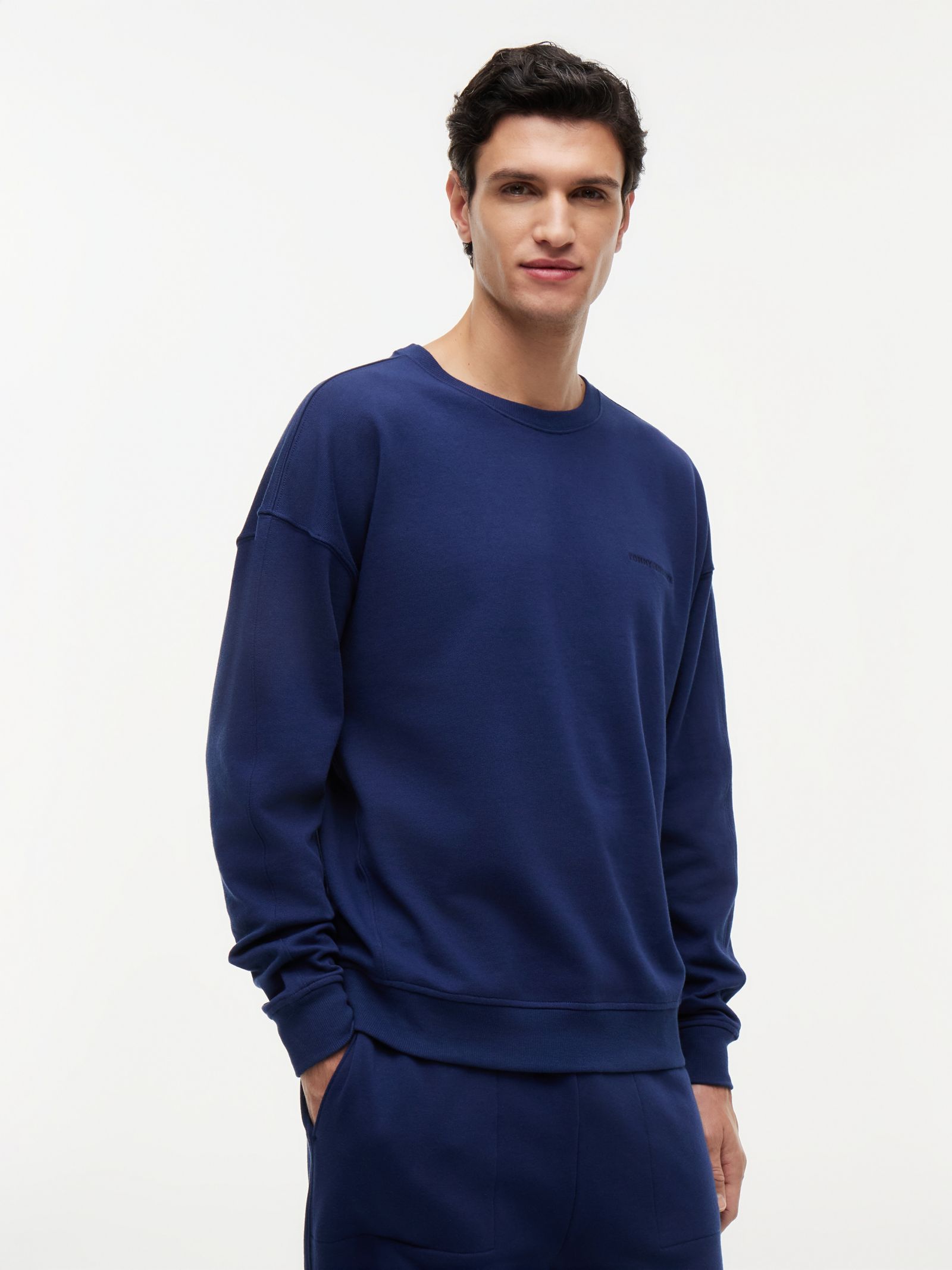 Tommy Hilfiger Essential Terry Lounge trainingsjack met logo in marine