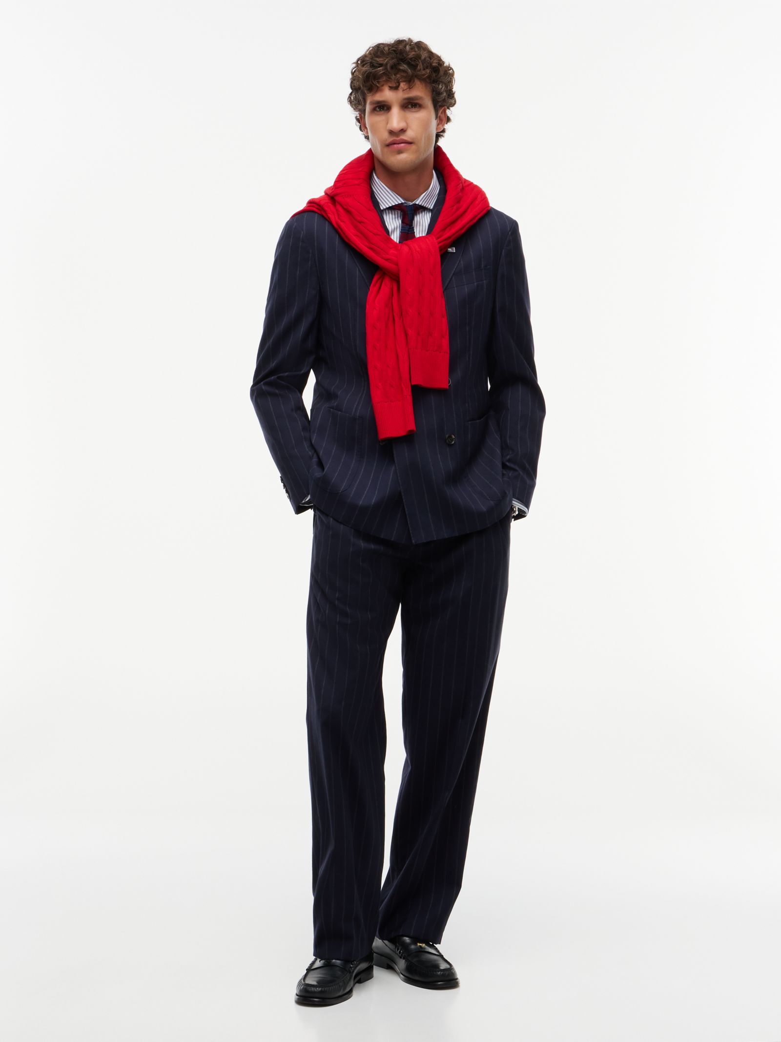 Tommy Hilfiger New York Label broek van zuivere wol met krijtstreep