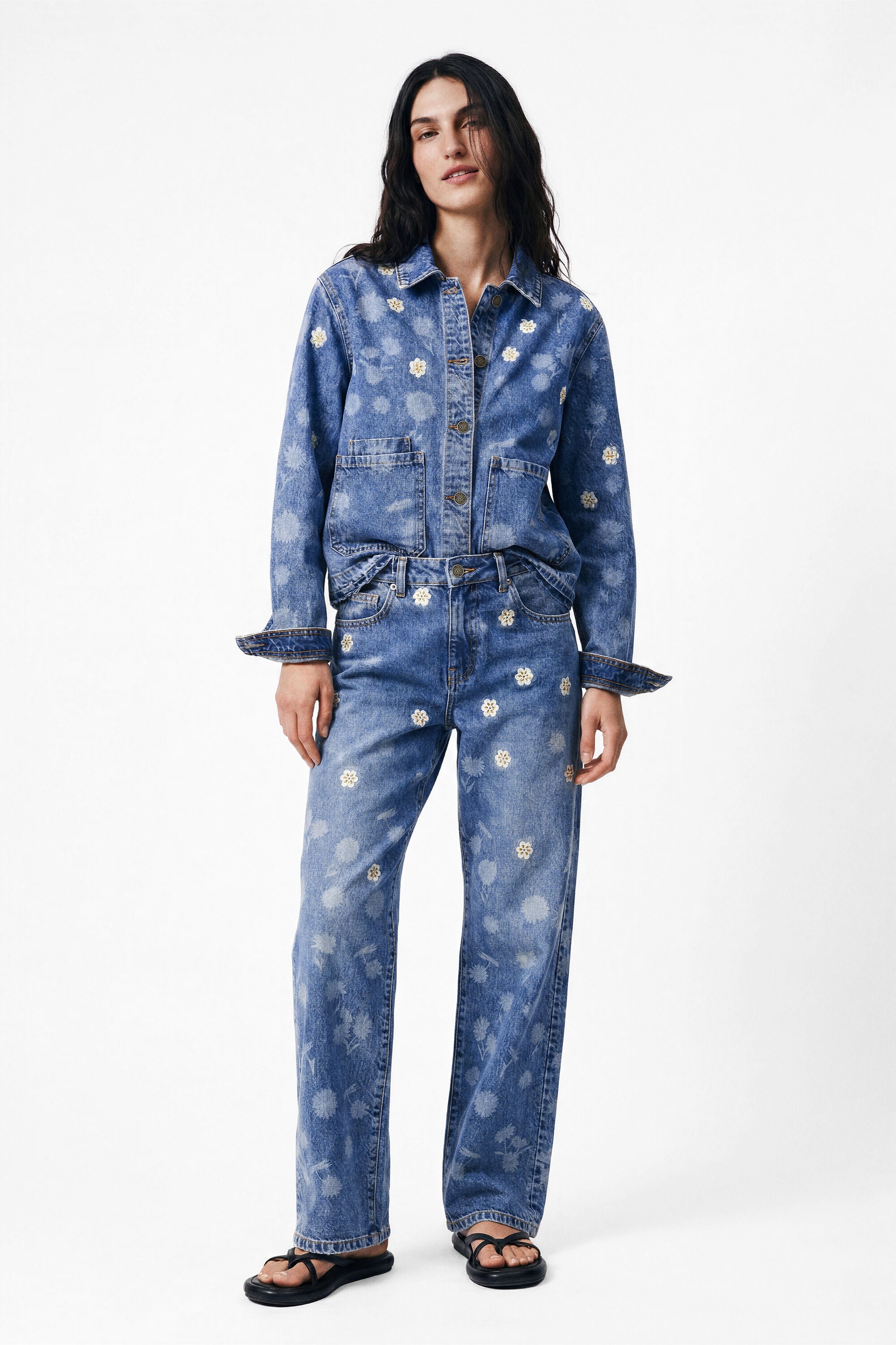 Desigual Geborduurde regular spijkerbroek in blauw
