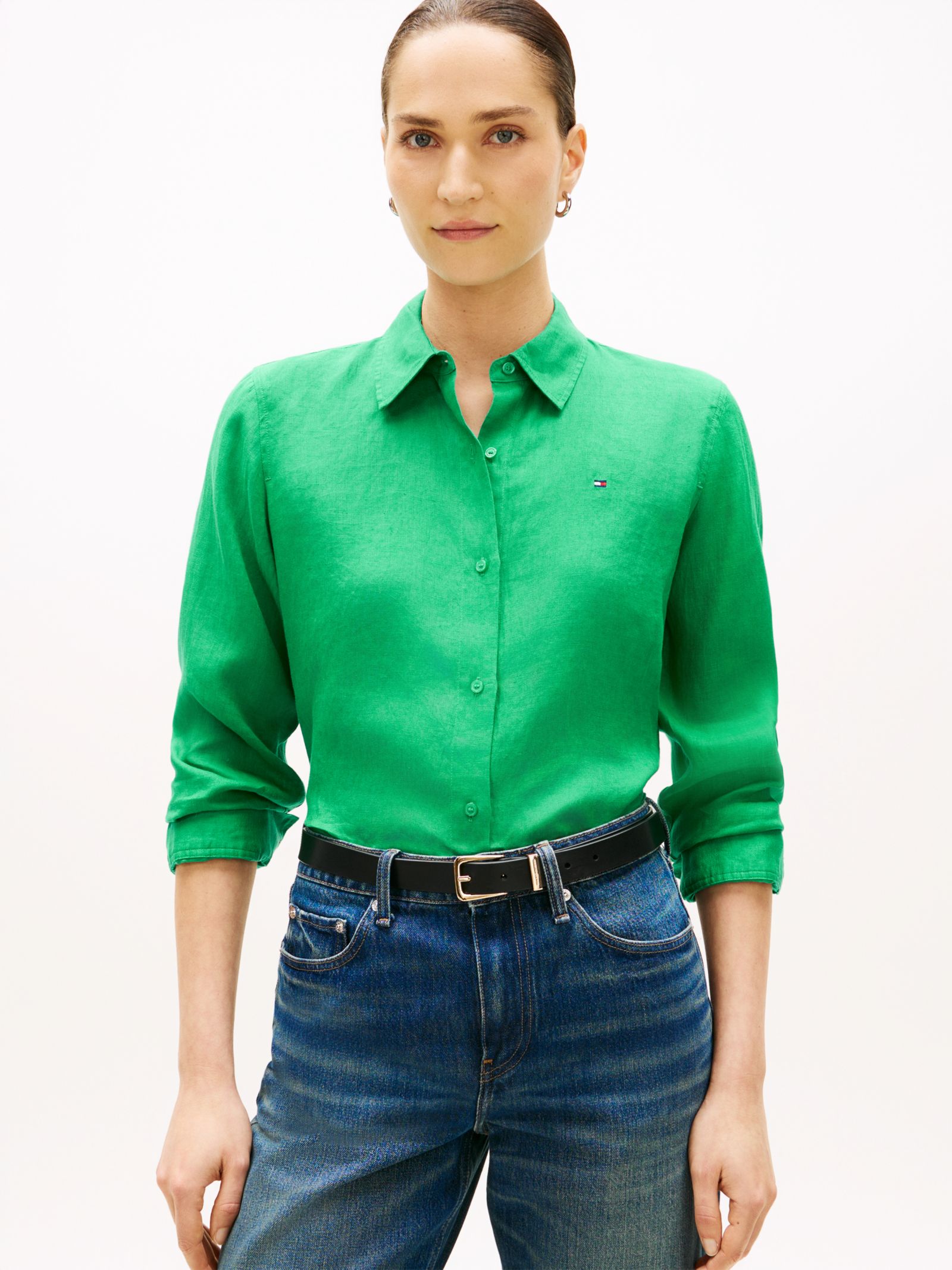 Tommy Hilfiger Relaxed fit overhemd van puur linnen in groen