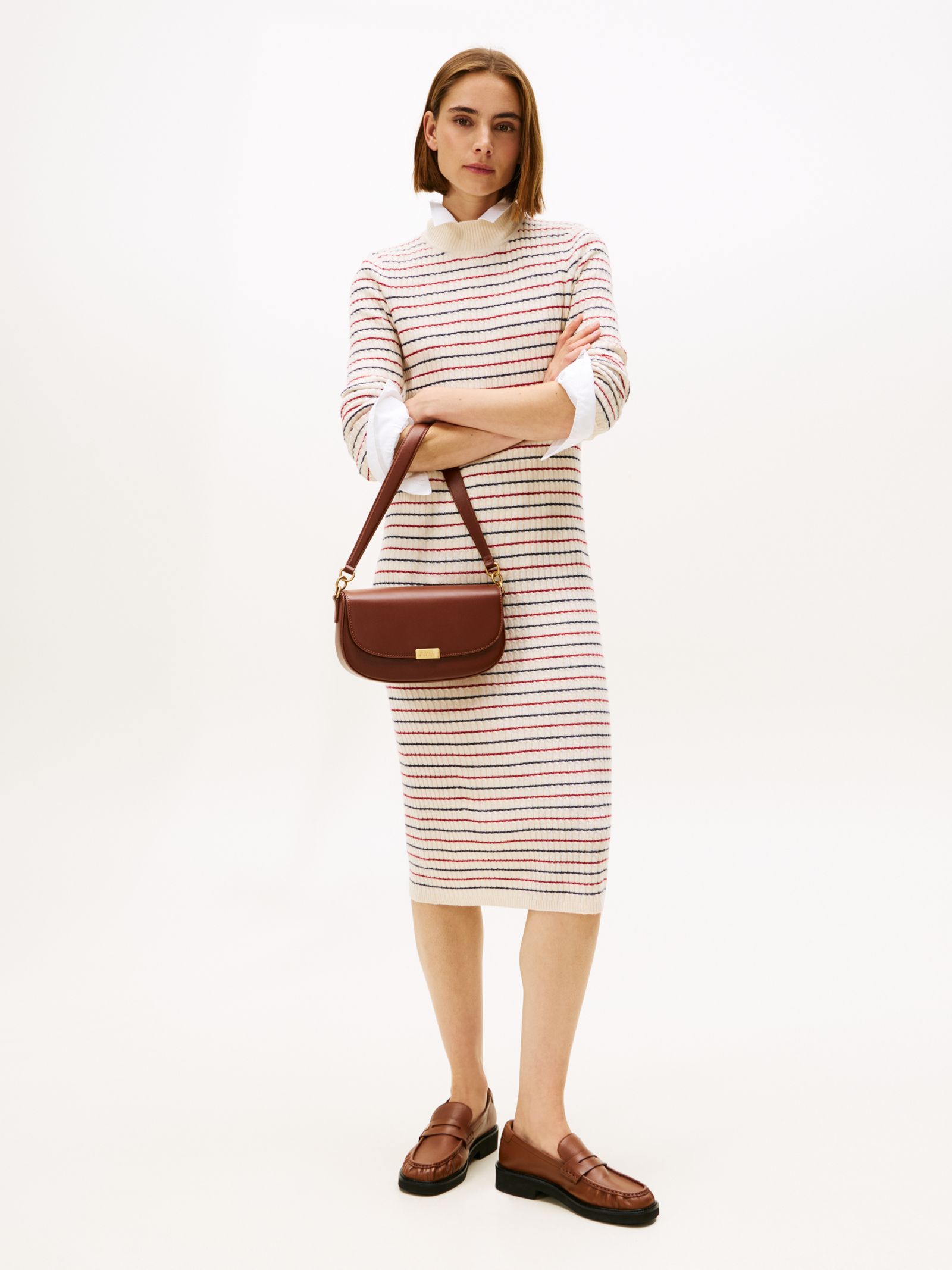 Tommy Hilfiger Kabelgebreide midi sweaterjurk met kasjmier