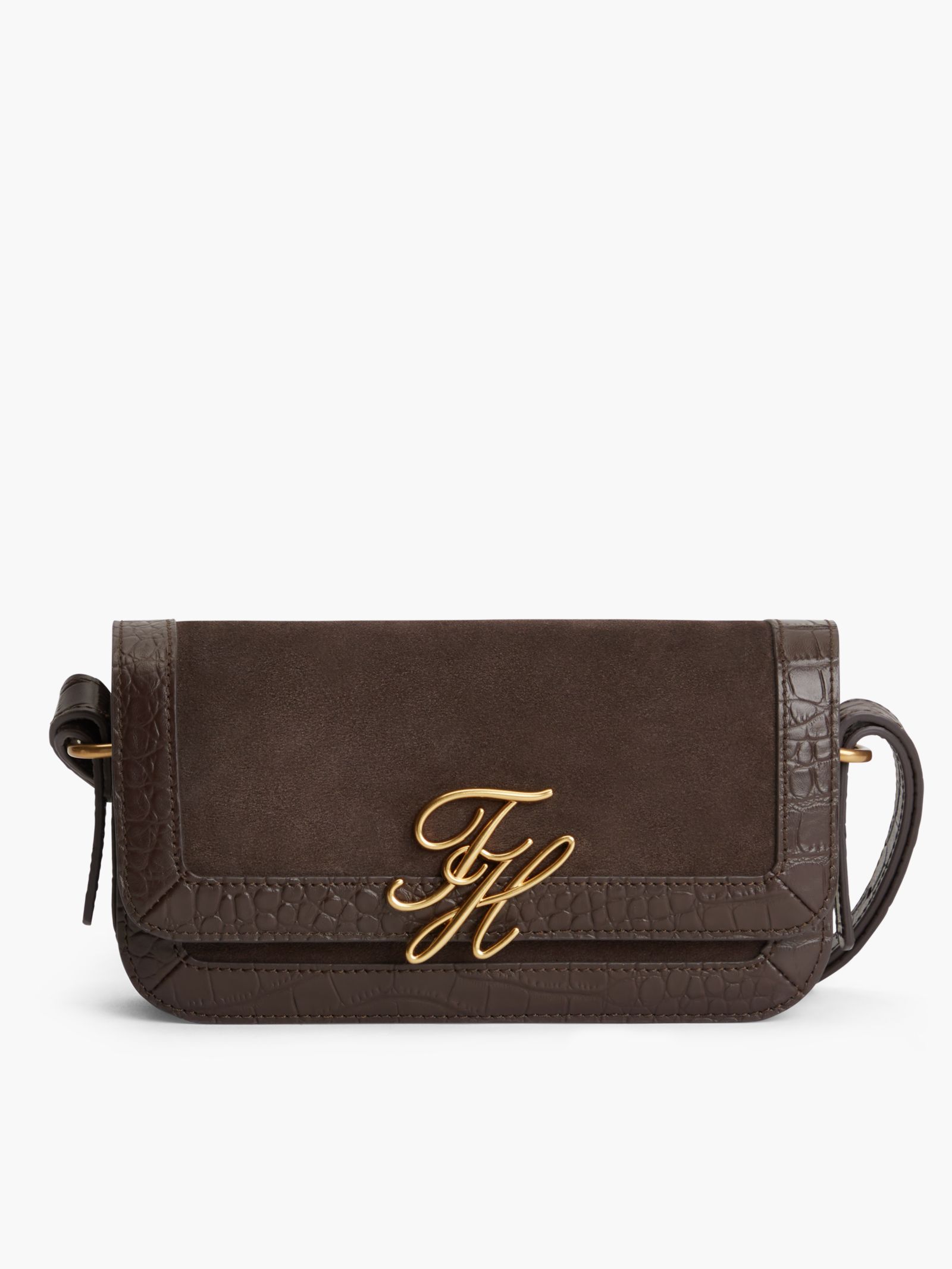 Tommy Hilfiger Suède crossbodytas met metalen logo voor dames