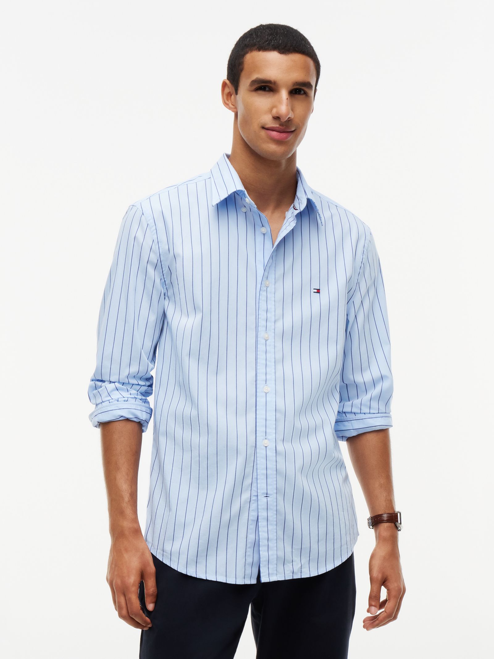 Tommy Hilfiger TH Flex regular fit striped shirt in blue