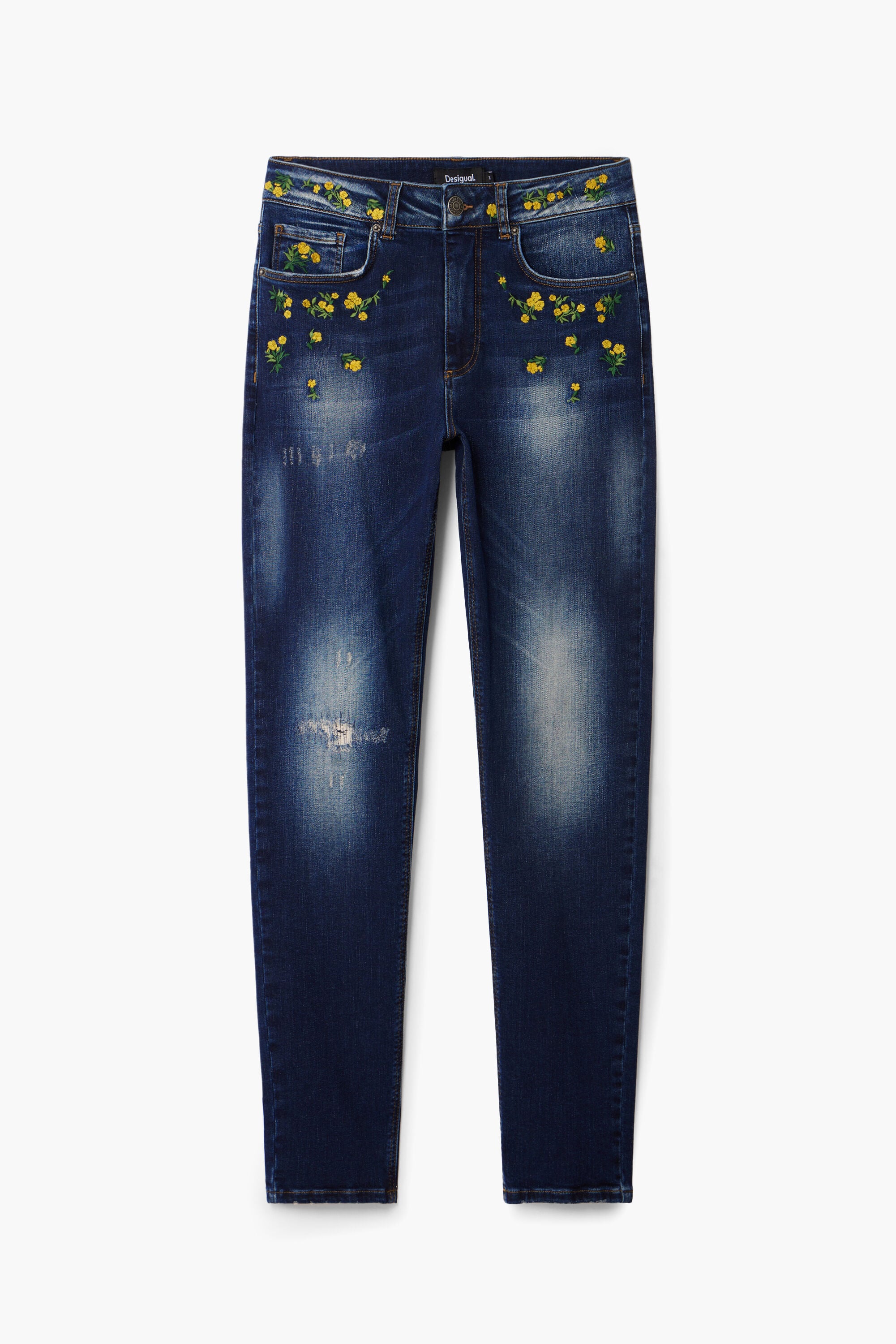 Desigual Bloemen denim broek