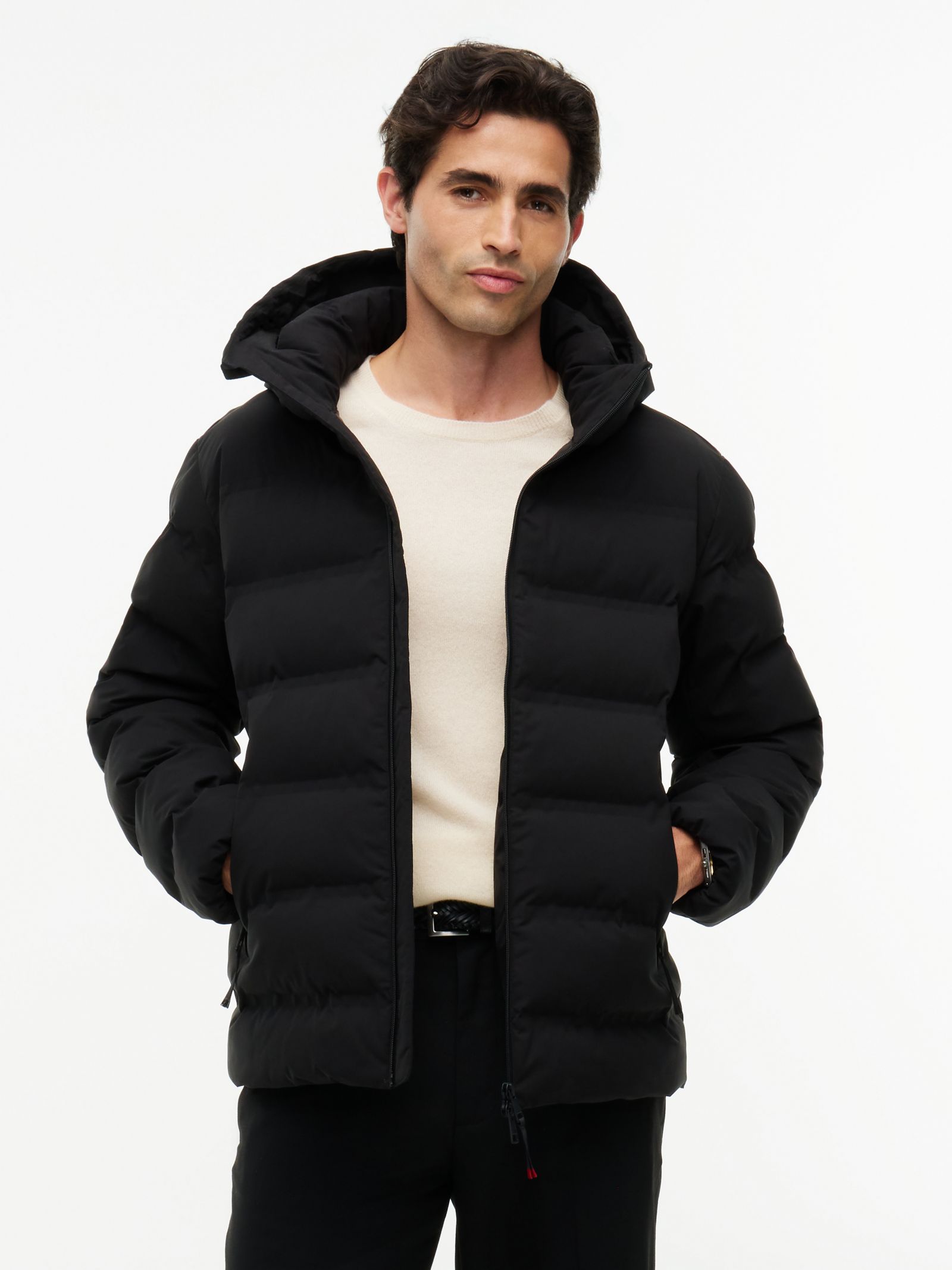 Tommy Hilfiger Performance Tech gewatteerde jas met capuchon in zwart