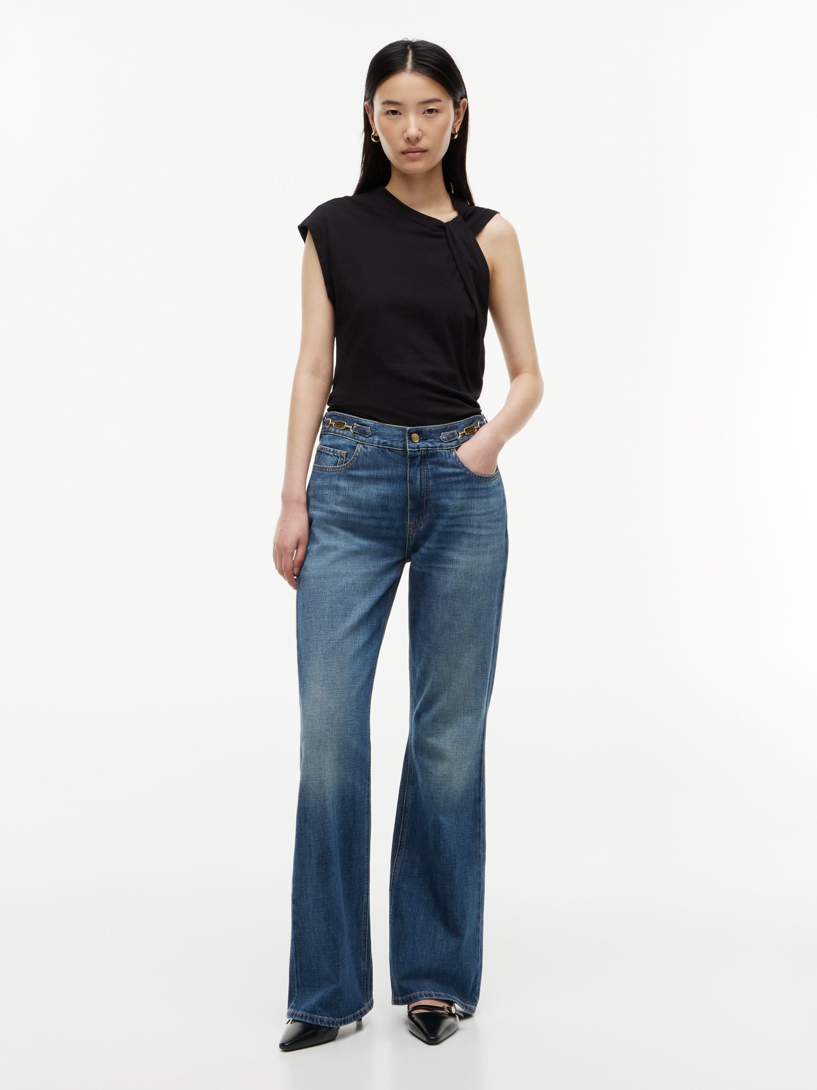Tommy Hilfiger Medium rise flared jeans met vlag en paardenbit