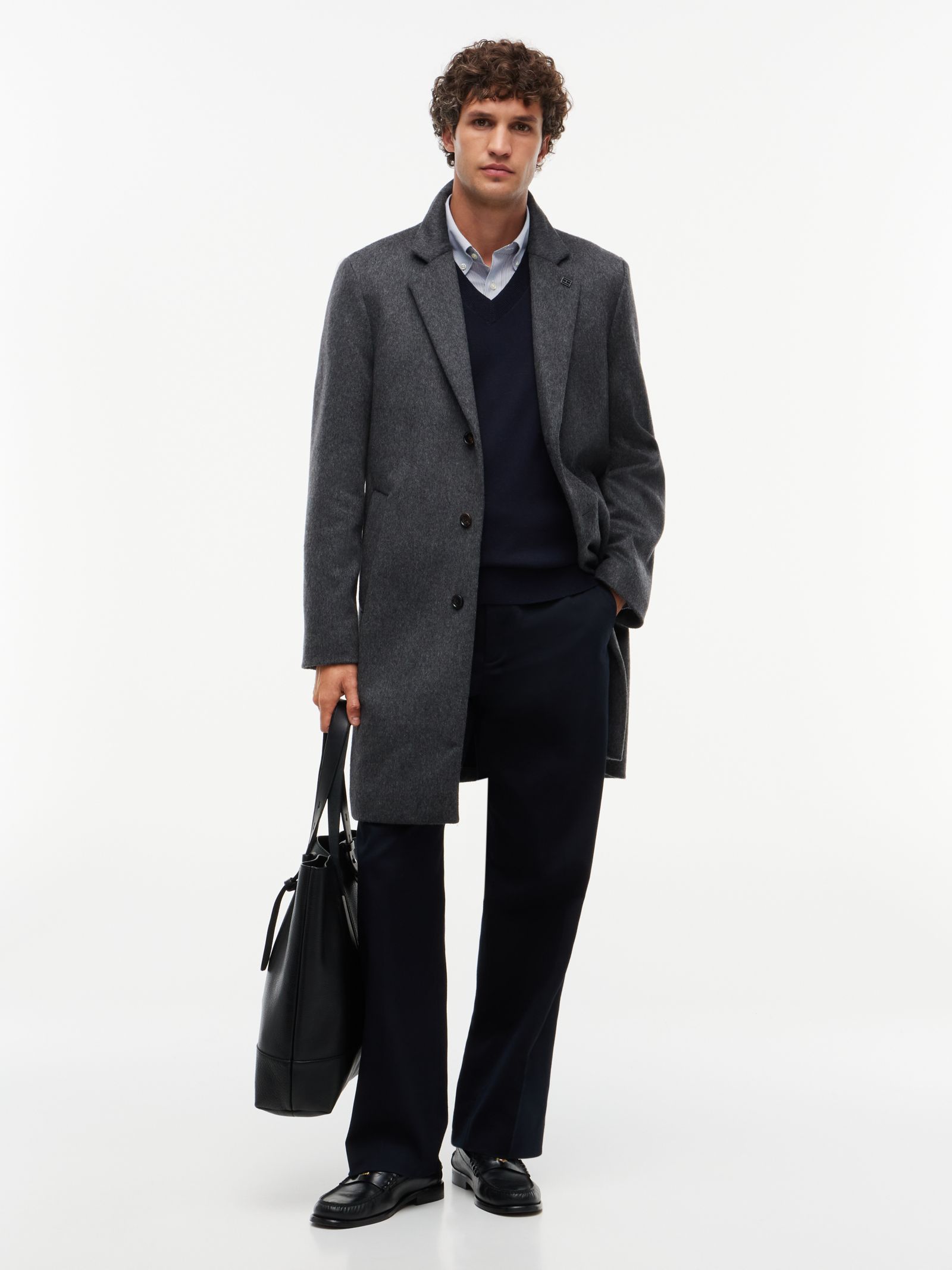 Tommy Hilfiger New York Label Wolmix jas in grijs